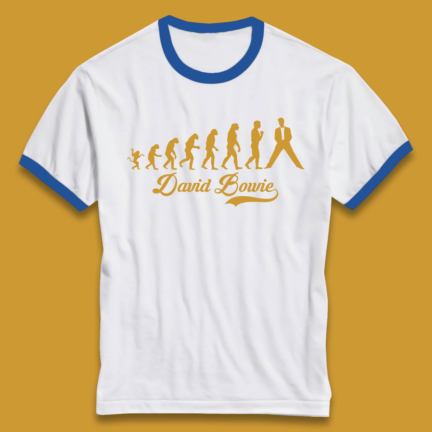 David Bowie Human Evolution Funny Tshirt English Singer Songwriter Gift Ringer Tee