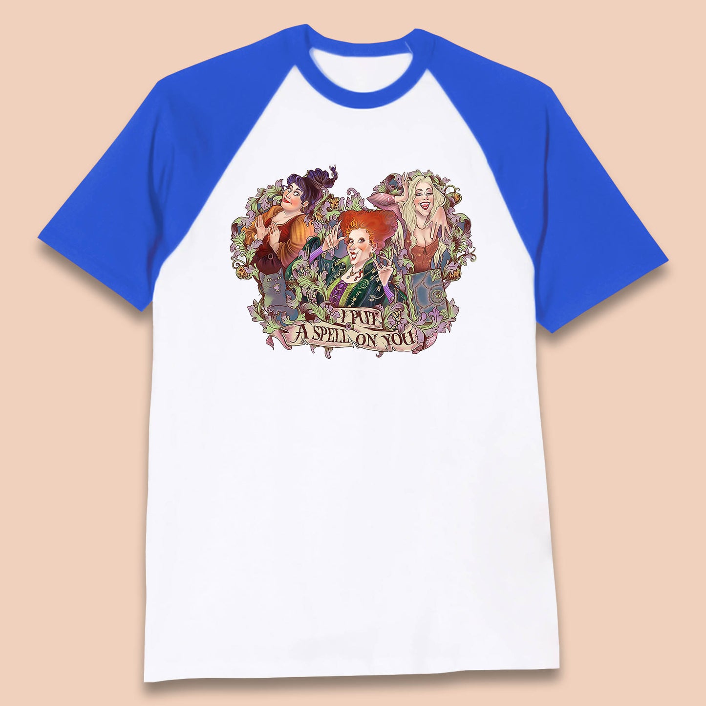 I Putt A Spell On You Halloween Sanderson Sisters Hocus Pocus Vintage Witches Baseball T Shirt