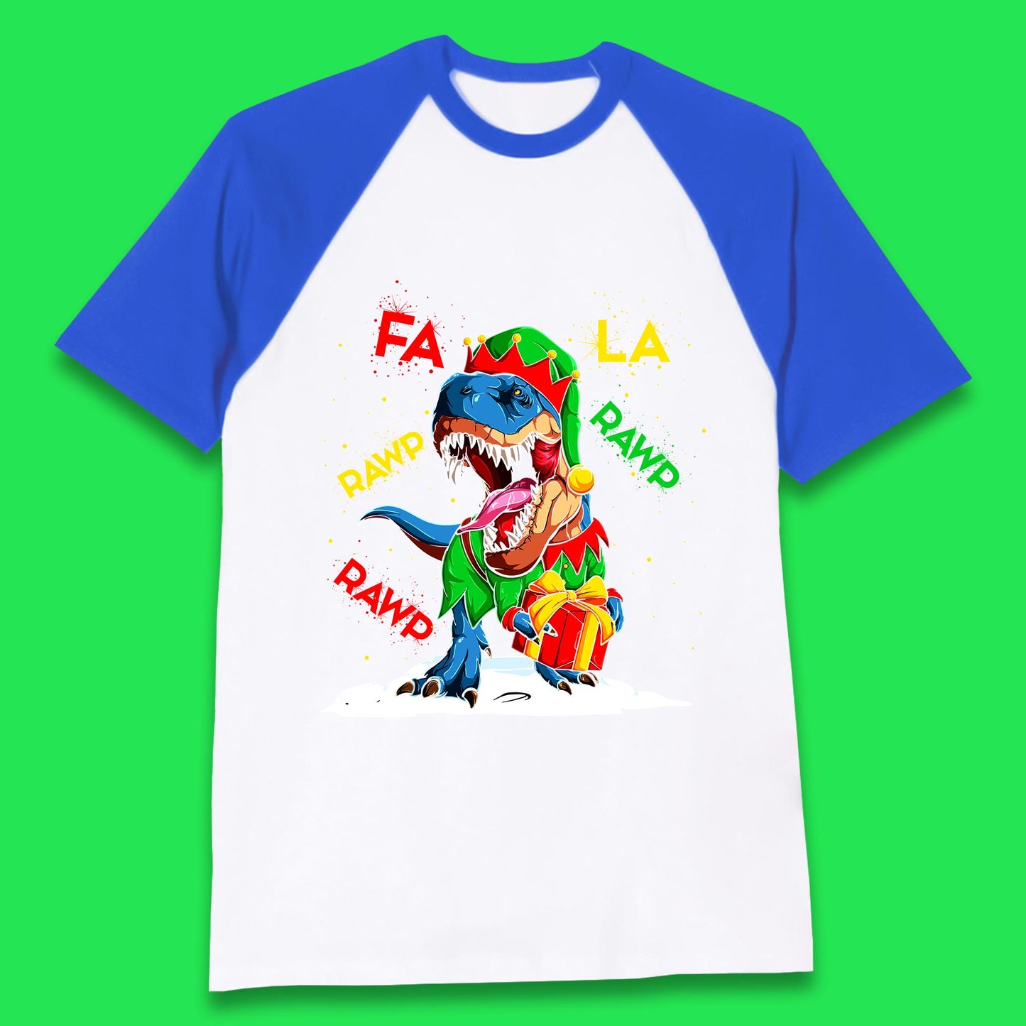 christmas dinosaur baseball t shirt