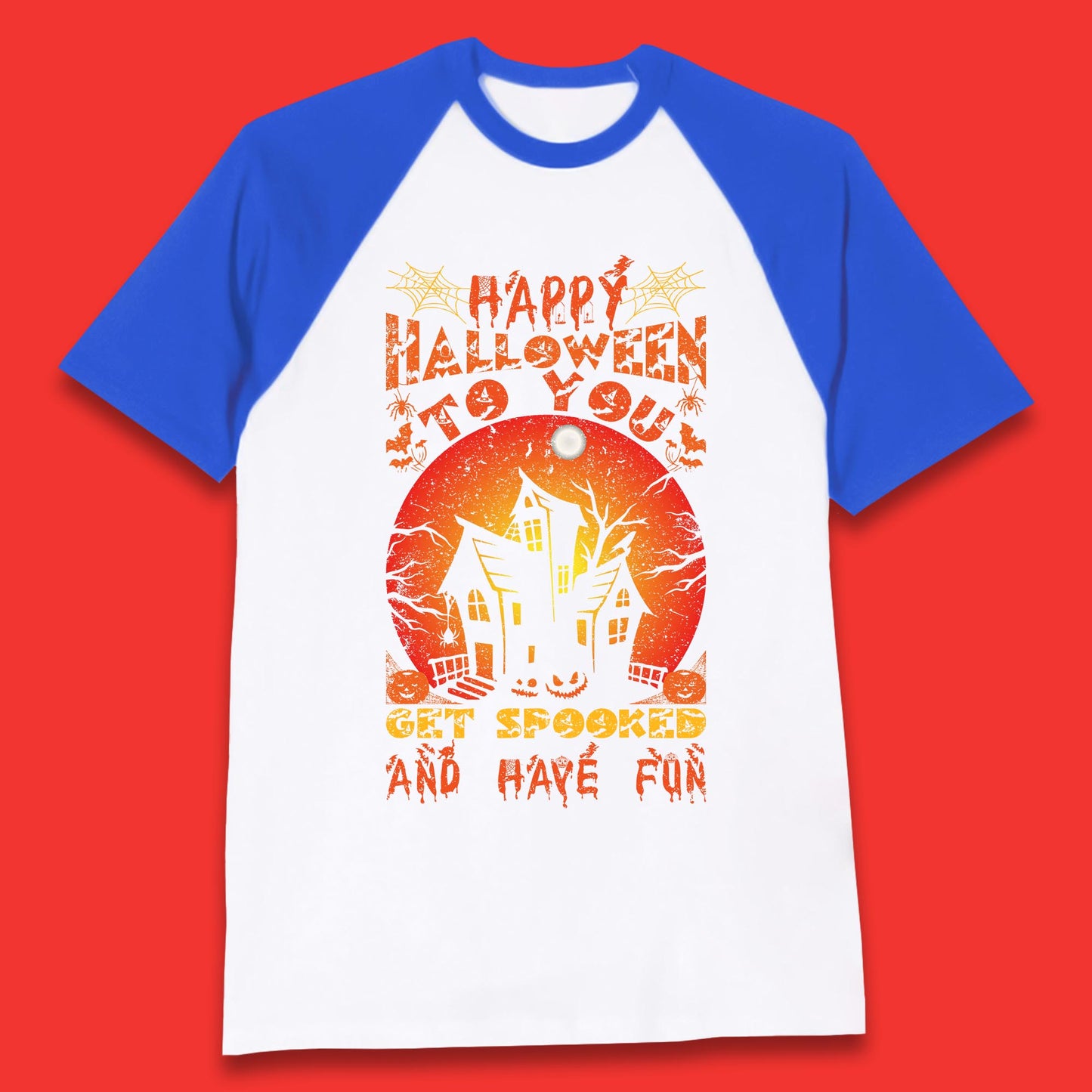 Happy Halloween To You Get Spooked And Have Fun Halloween Horror Hunted House Baseball T Shirt