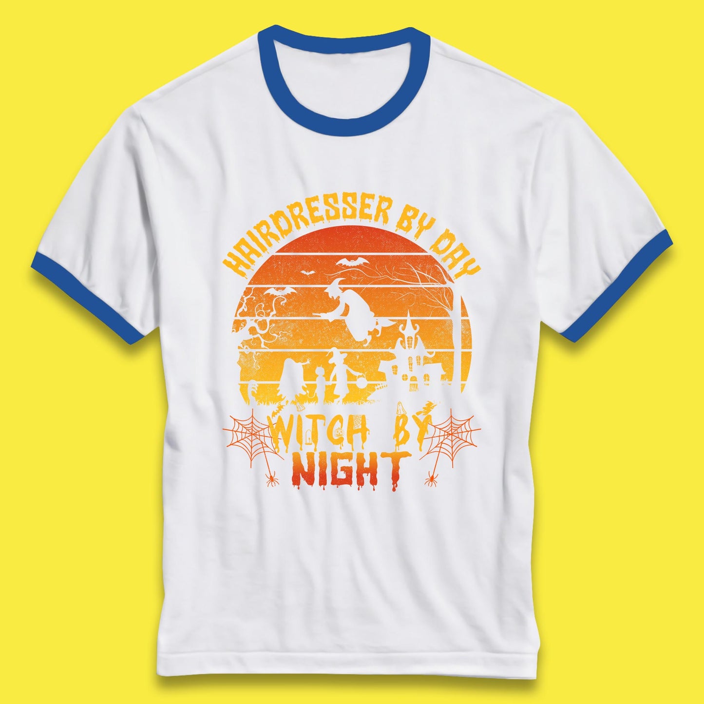 Hairdresser By Day Witch By Night Funny Halloween Hairstylist Spooky Witch Ringer T Shirt