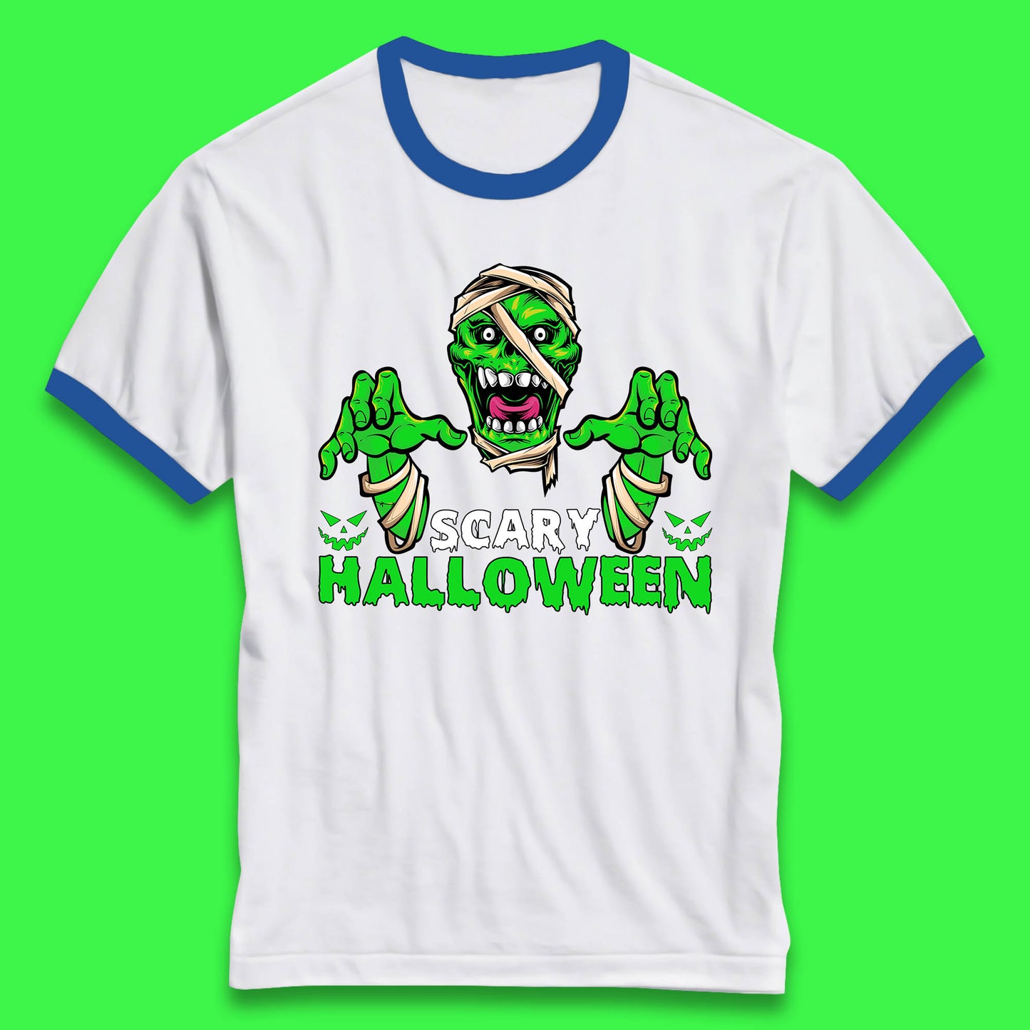 Scary Halloween Skull Zombie Mummy Horror Monster Zombie Hands Scary Vibes Ringer T Shirt