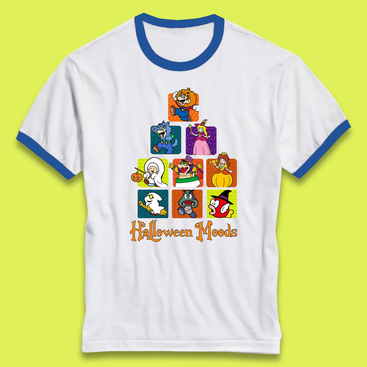 Super Mario Halloween Moods Nintendo Super Mario Game Characters Horror Halloween Spooky Mario Season Ringer T Shirt