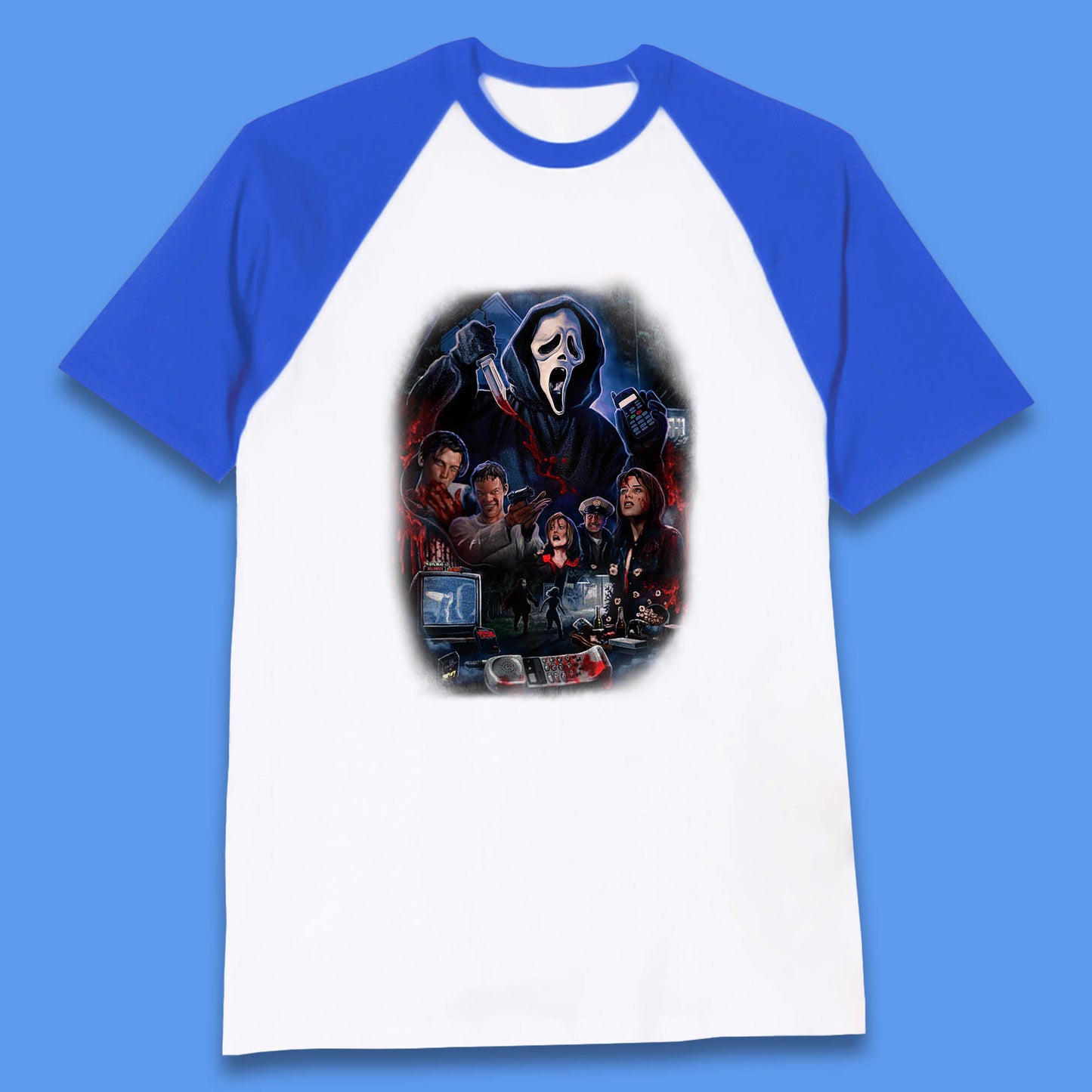The Scream Movie Poster Ghostface Halloween Ghost Face Scream Horror Movie Character Baseball T Shirt