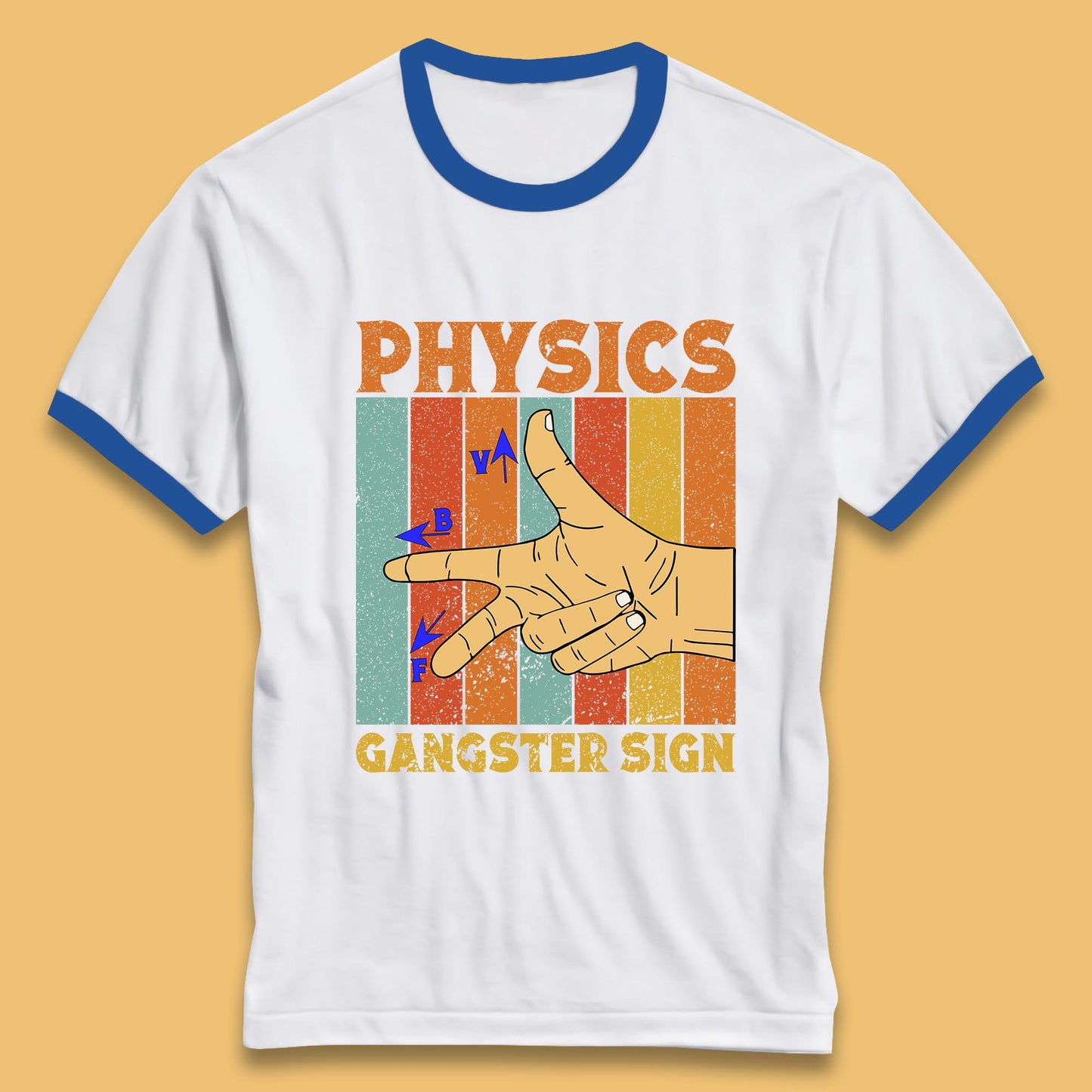 Physics Gangster Sign Right Hand Rule Funny Parody Science Scientist Ringer T Shirt