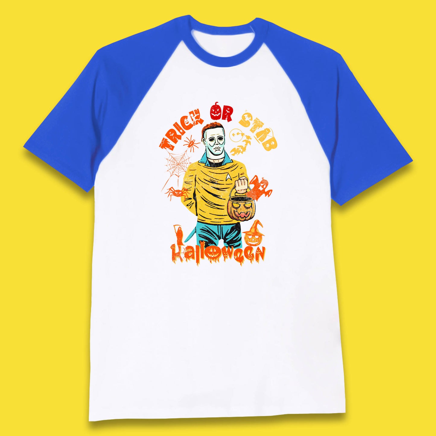 Trick Or Stab Halloween Michael Myers Stab Trek Trick Or Treat Baseball T Shirt