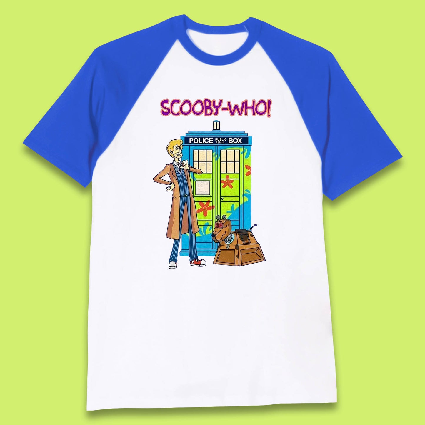 Scooby-Who Police Public Call Box Scooby-Doo Doctor Who Tardis Police Box Baseball T Shirt