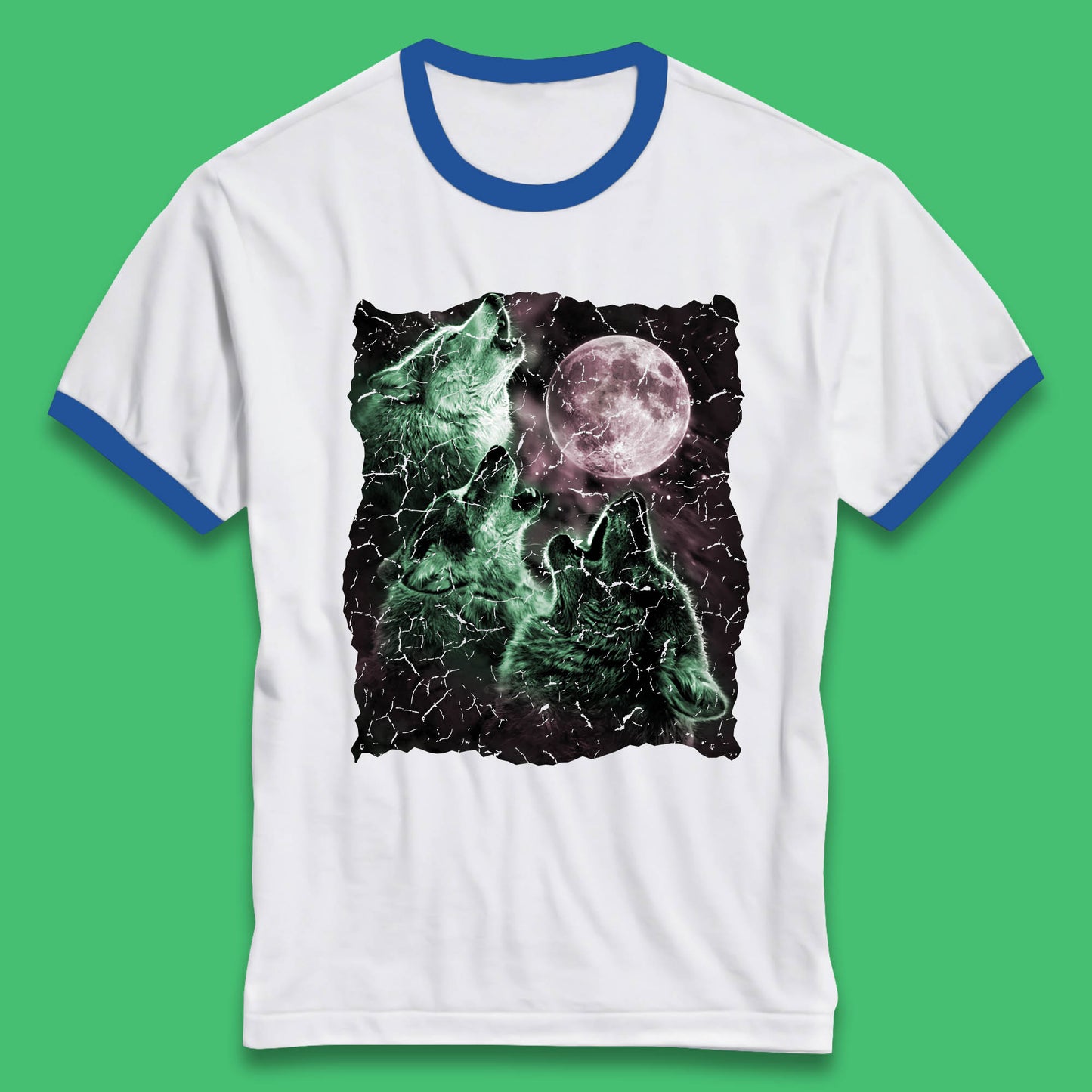 Three Wolf Howling At Moon Wild Free Wolves Three Wolf Dog Animal The Mountain Ringer T Shirt