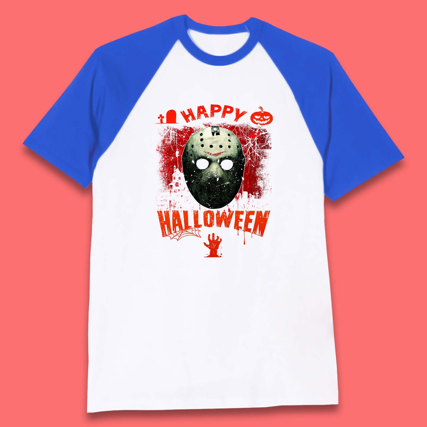 Happy Halloween Jason Voorhees Face Mask Halloween Friday The 13th Horror Movie Baseball T Shirt