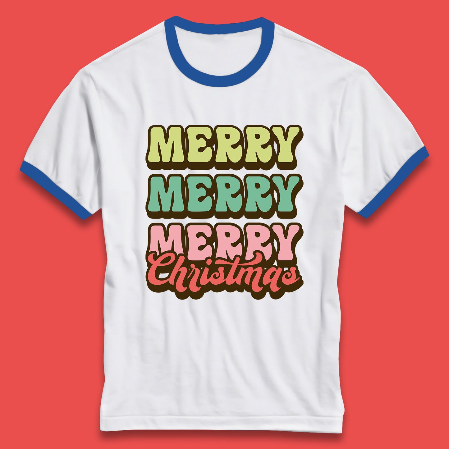 merry merry merry christmas ringer tee