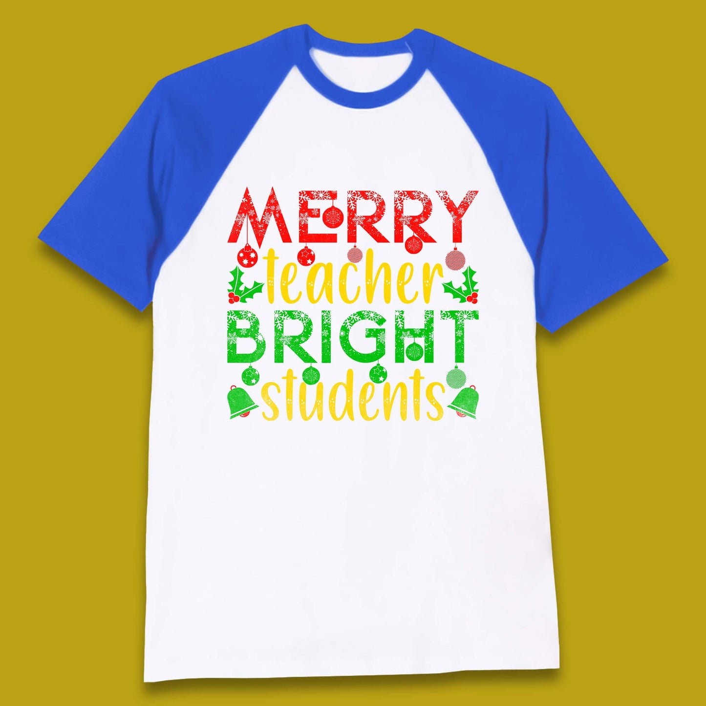 merry teacher bright students christmas baseball t shirt