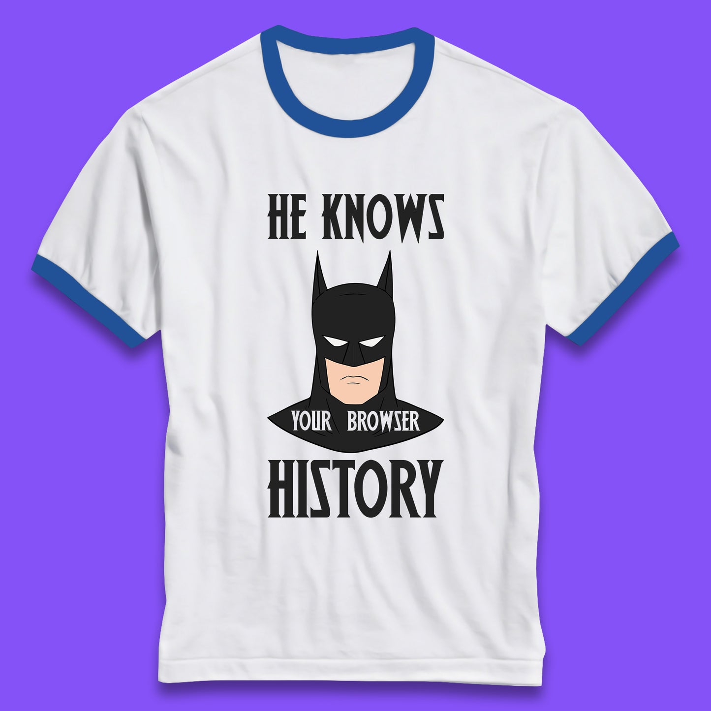 Batman He Knows Your Browser History DC Comics Superhero Comic Book Character Ringer T Shirt