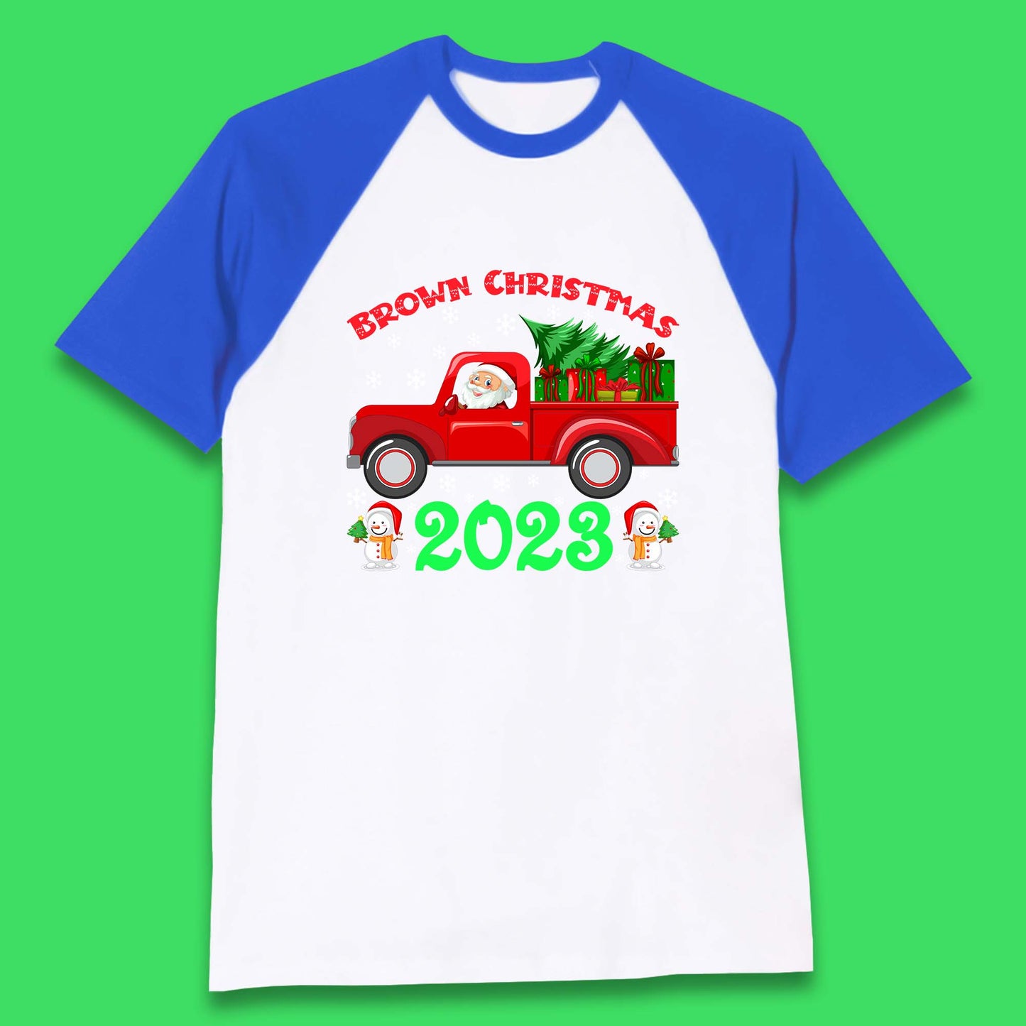 Brown Christmas 2023 Santa Claus Driving Truck With Christmas Tree To Delivery Christmas Gifts Xmas Baseball T Shirt