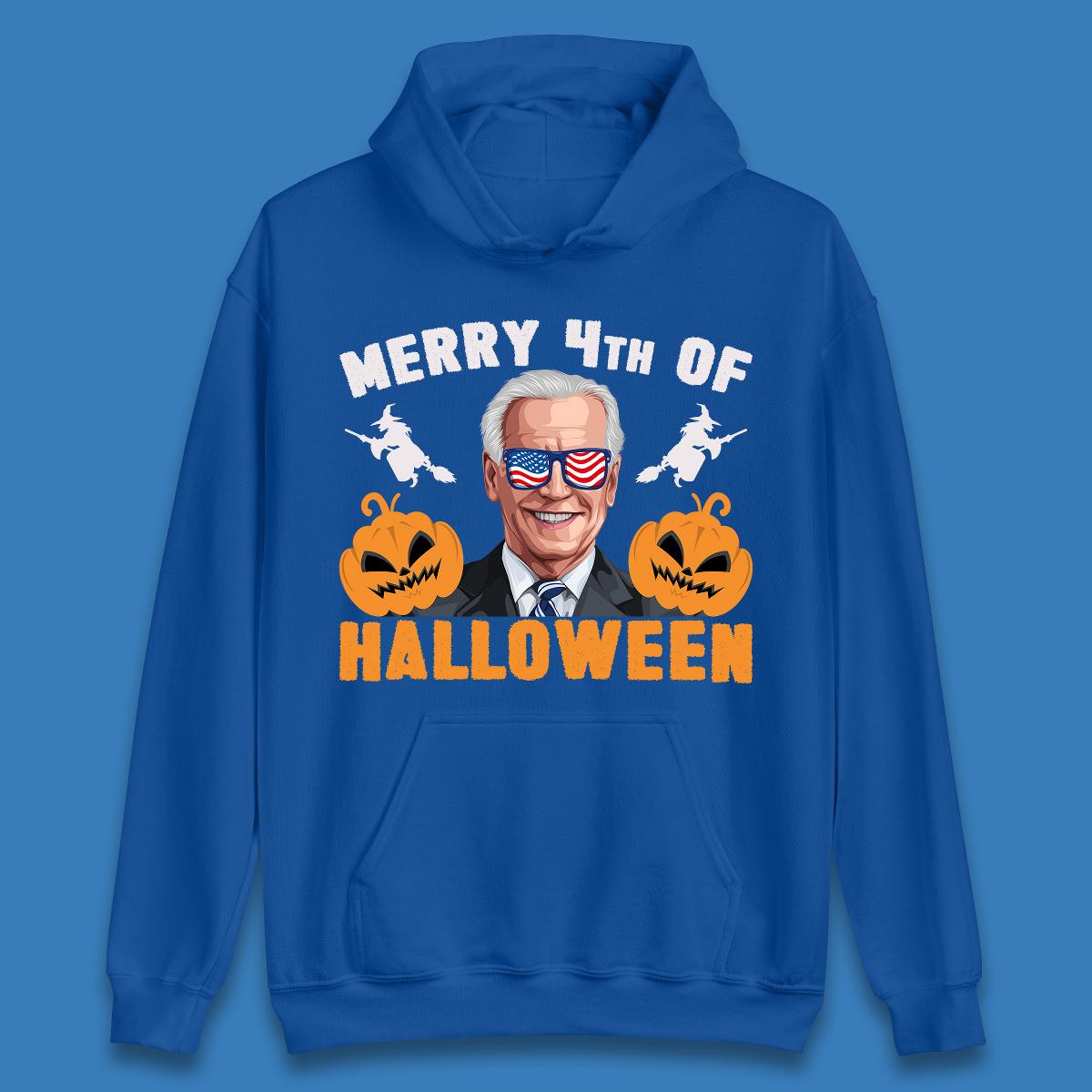 Merry 4th Of Halloween Funny Confused Joe Biden 4th Of July Unisex Hoodie