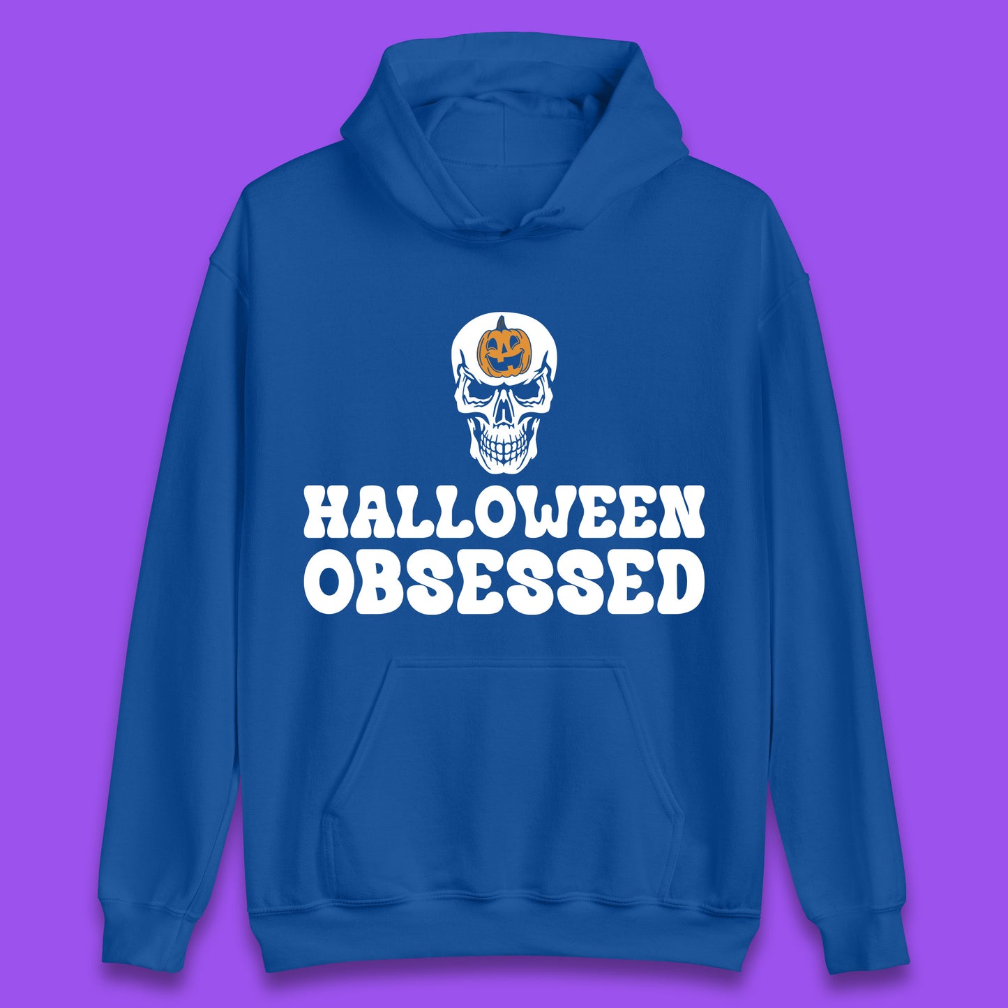 Skull Pumpkin Halloween Obsessed Funny Pumpkin Obsessed Party Spooky Season Unisex Hoodie