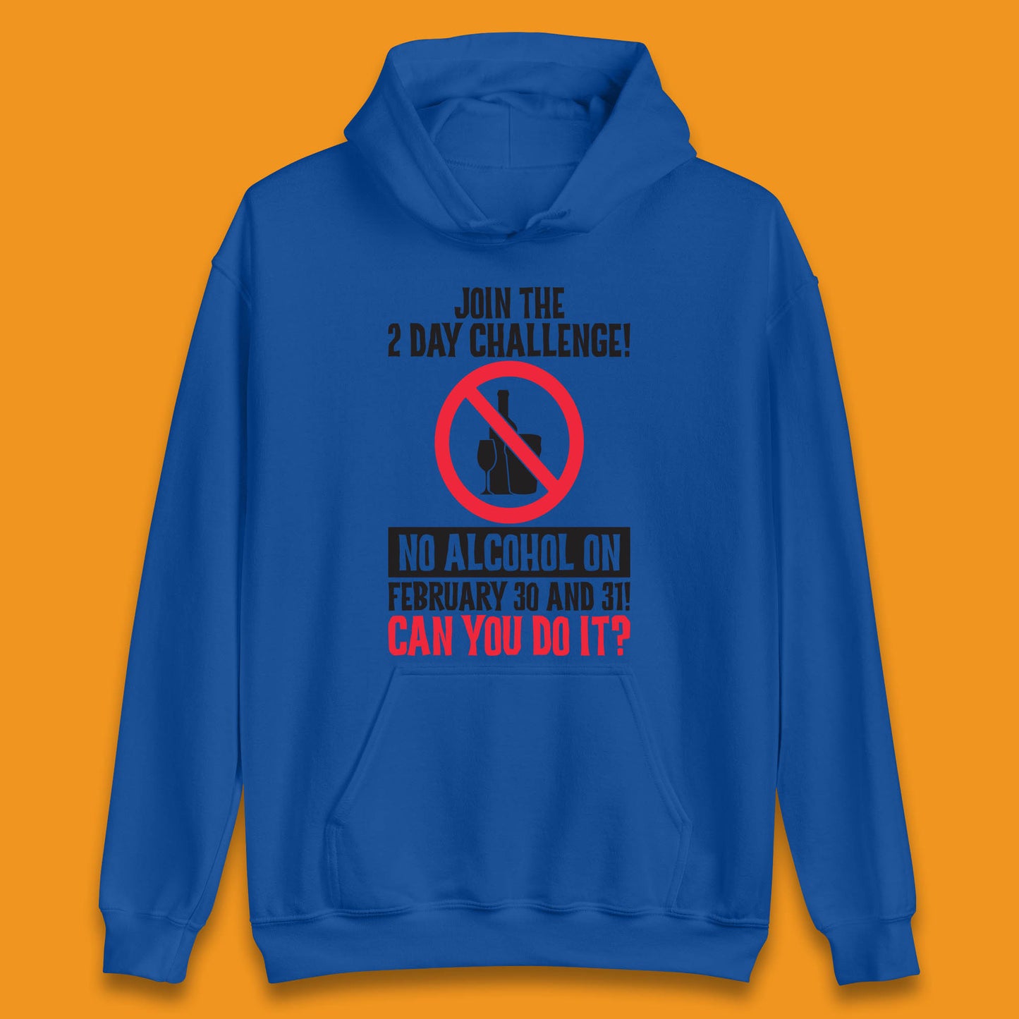 Join The 2 Day Challenge No Alcohol On February 30 And 31 Can You Do It Drink Quote Unisex Hoodie