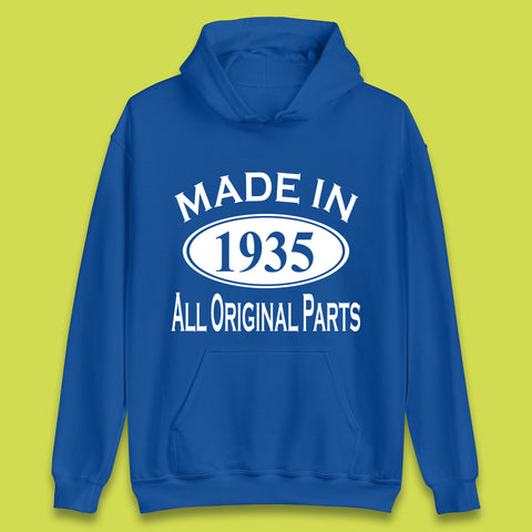 Made In 1935 All Original Parts Vintage Retro 88th Birthday Funny 88 Years Old Birthday Gift Unisex Hoodie