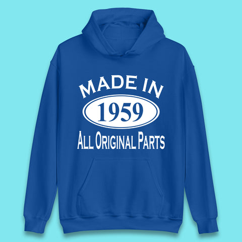 Made In 1959 All Original Parts Vintage Retro 64th Birthday Funny 64 Years Old Birthday Gift Unisex Hoodie