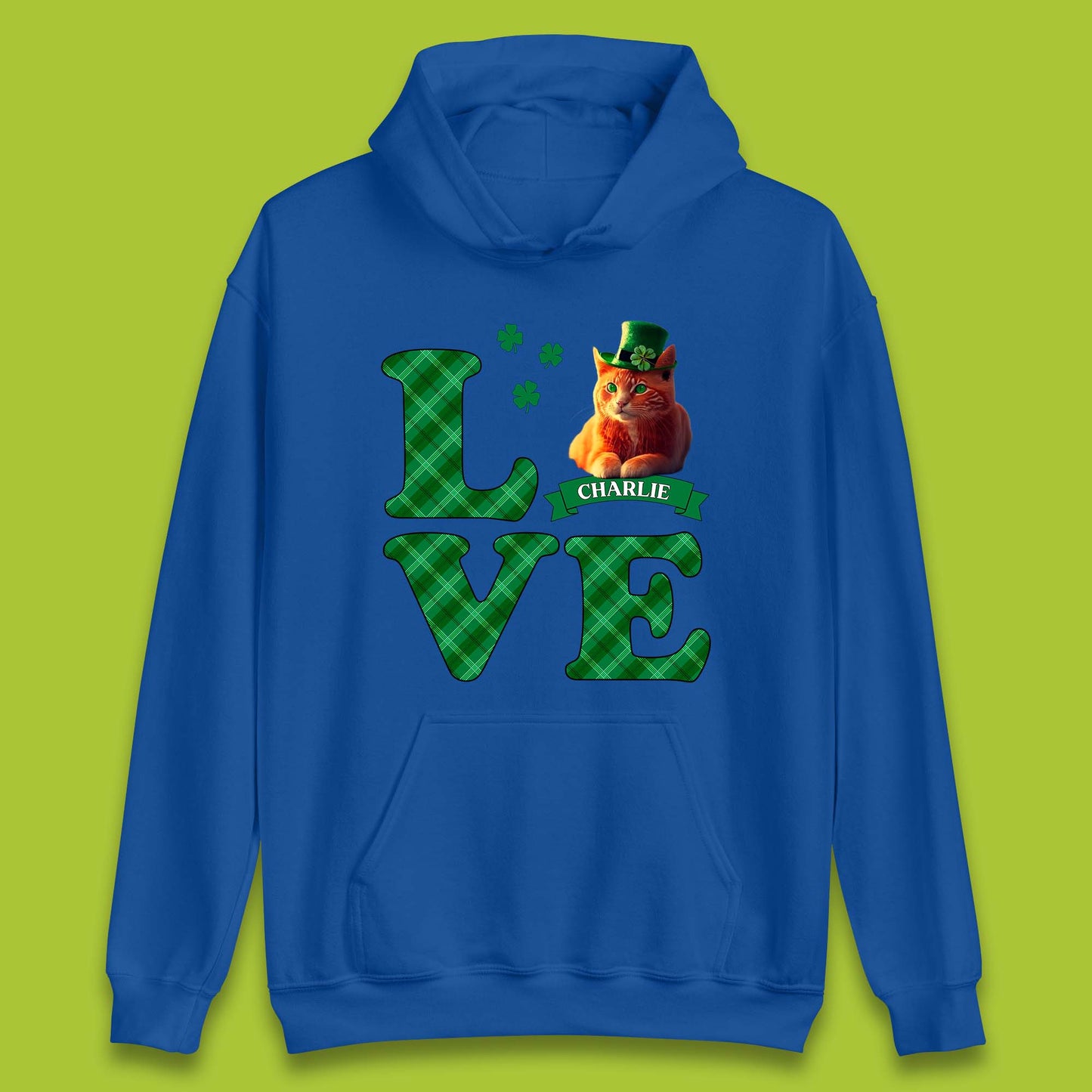 Personalised Love St. Patrick's Cat Unisex Hoodie