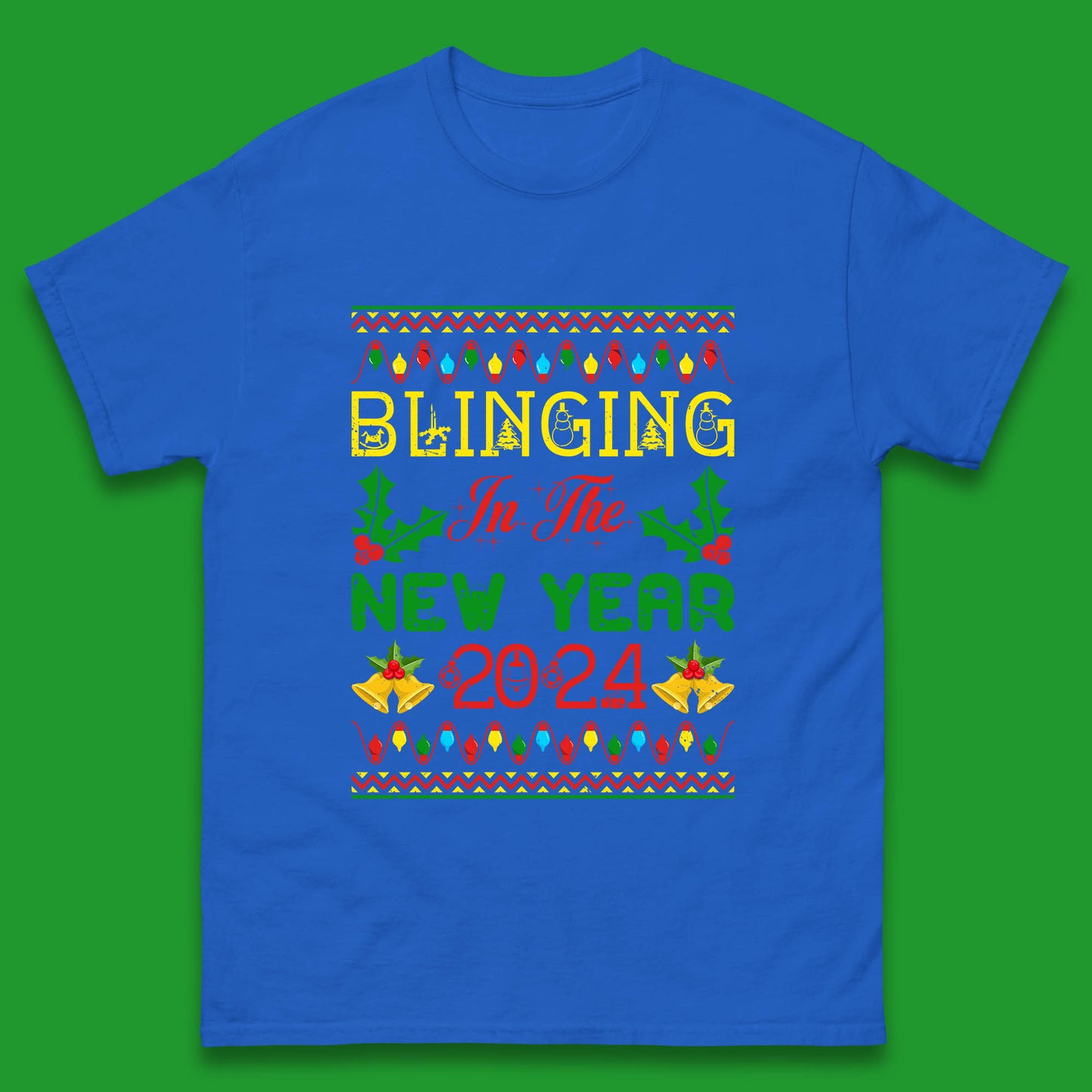 Blinging In The New Year 2024 Christmas Happy New Year Xmas Festive Celebration Mens Tee Top