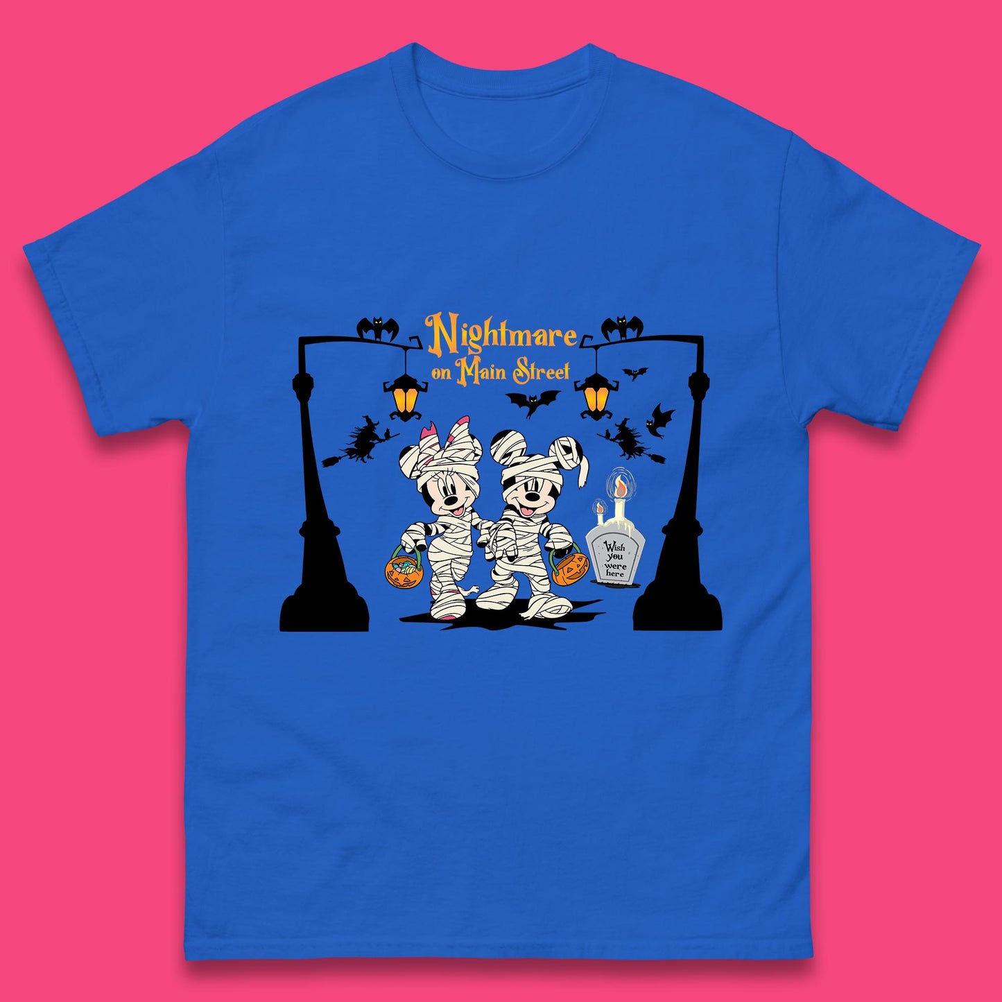 Nightmare On Main Street Disney Halloween Mickey Minnie Mouse Mummy Disneyland Trip Mens Tee Top