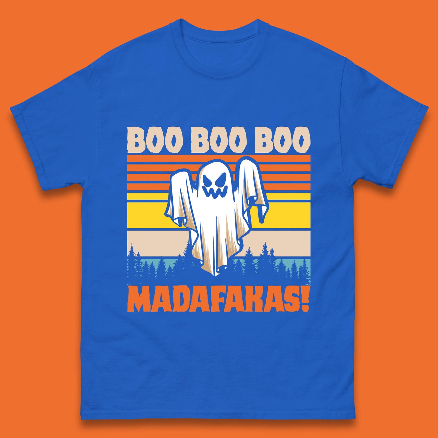 Ghost Say Boo Boo Boo Madafakas Halloween Vintage Horror Scary Boo Ghost Mens Tee Top