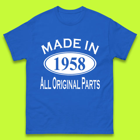 Made In 1958 All Original Parts Vintage Retro 65th Birthday Funny 65 Years Old Birthday Gift Mens Tee Top