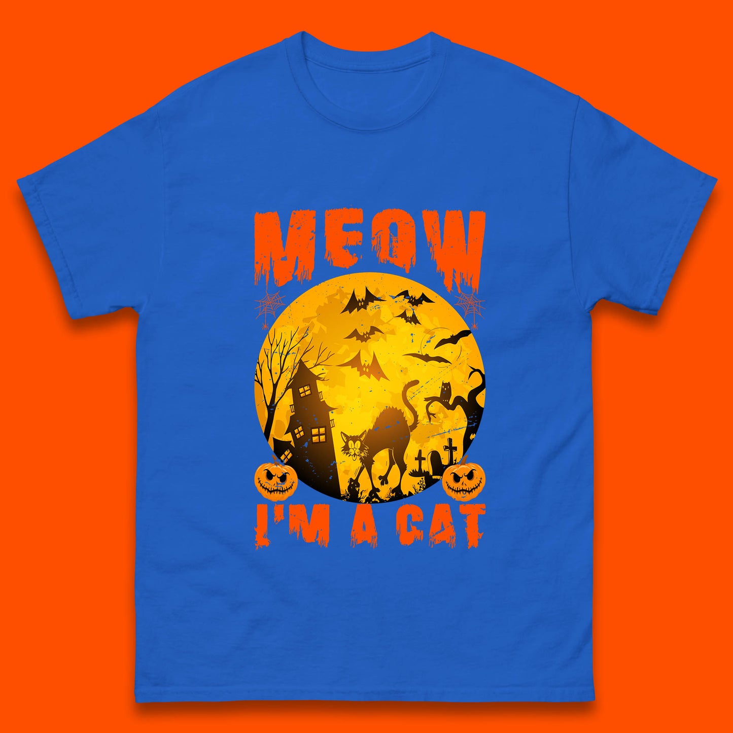Meow I'm A Cat Halloween Black Cat Horror Scary Haunted House Mens Tee Top