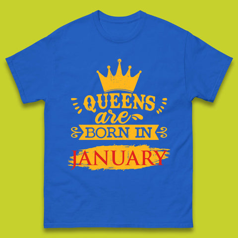 Queens Are Born In January Mens T-Shirt