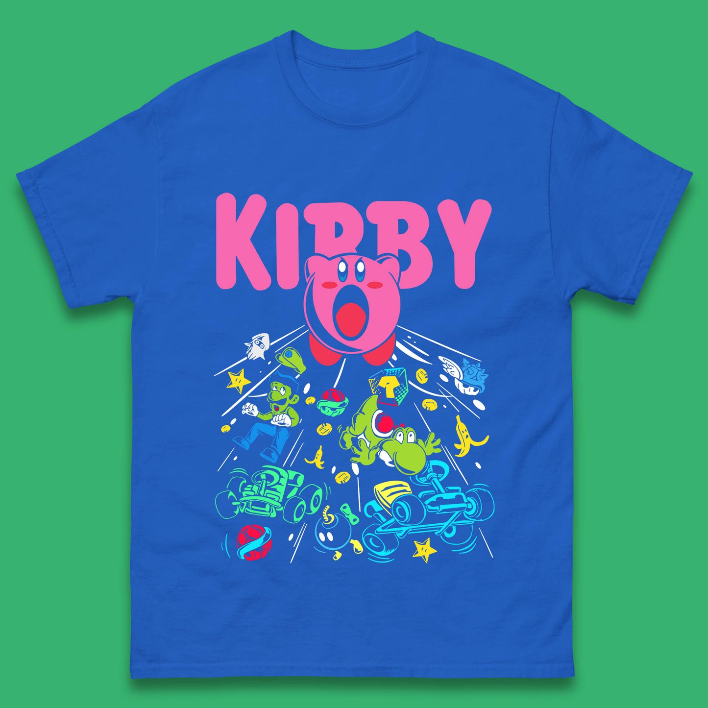Kirby Consume Karting Mario Kart Ghost Band Heavy Metal Kirby Retro Gaming Mens Tee Top