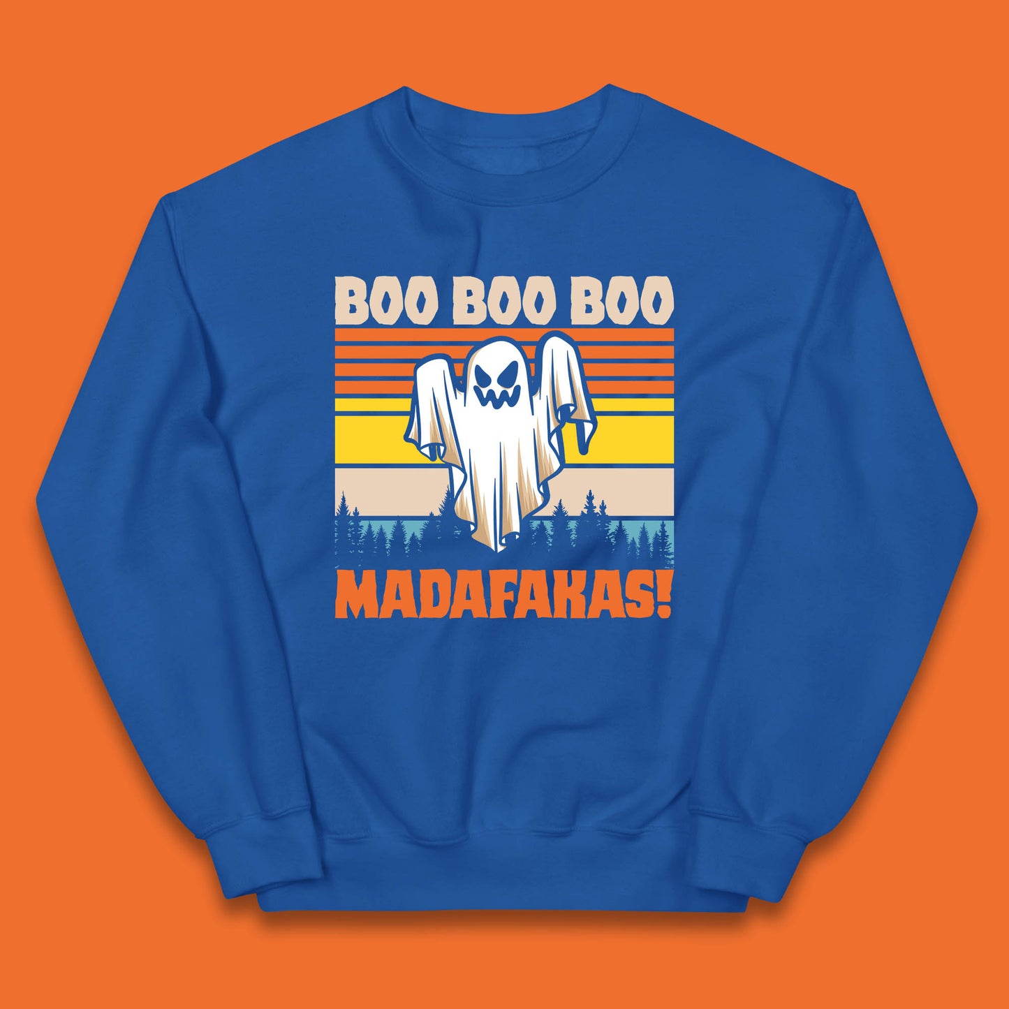 Ghost Say Boo Boo Boo Madafakas Halloween Vintage Horror Scary Boo Ghost Kids Jumper