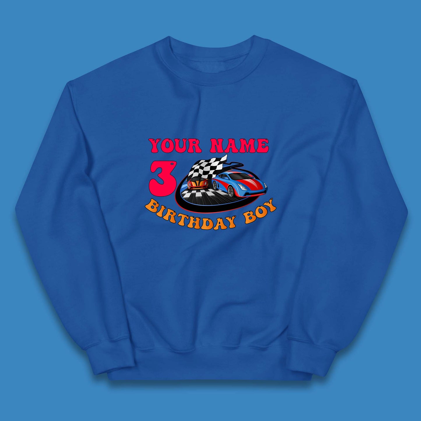 Personalised Race Car Birthday Boy Your Name And Age Racing Car Birthday Theme Party Kids Jumper