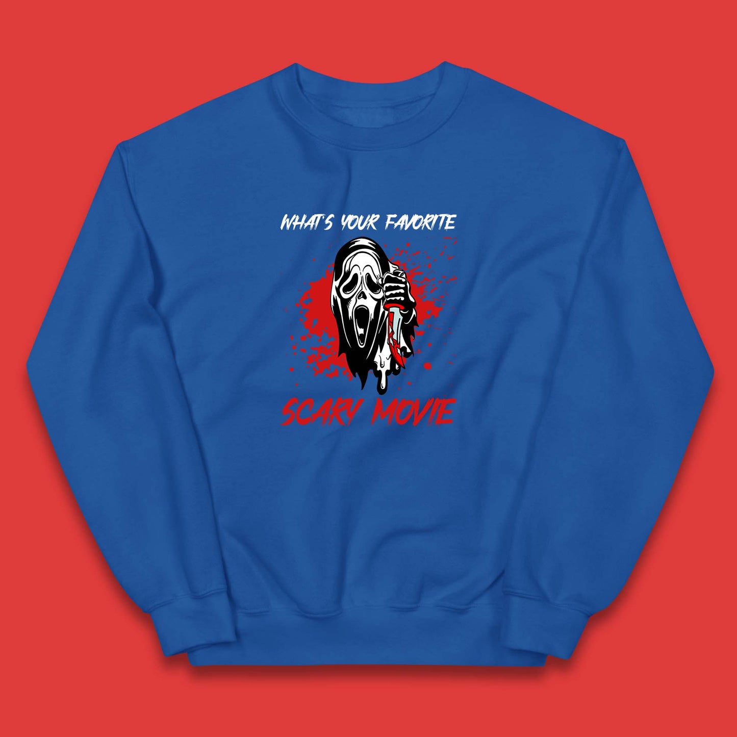 What's Your Favorite Scary Movie Halloween Scream Ghost Face Horror Movie Kids Jumper
