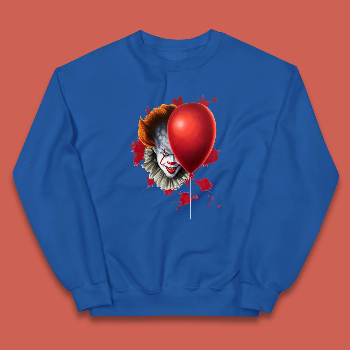 IT Pennywise Clown With Balloon Halloween Evil Clown Costume Horror Movie Serial Killer Kids Jumper