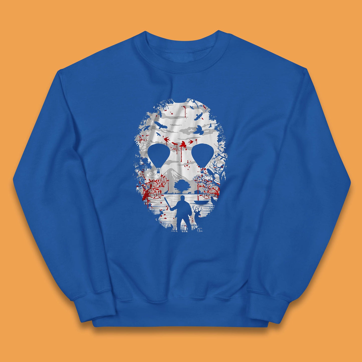 Crystal Lake Jason Voorhees Face Mask Halloween Friday The 13th Horror Movie Kids Jumper