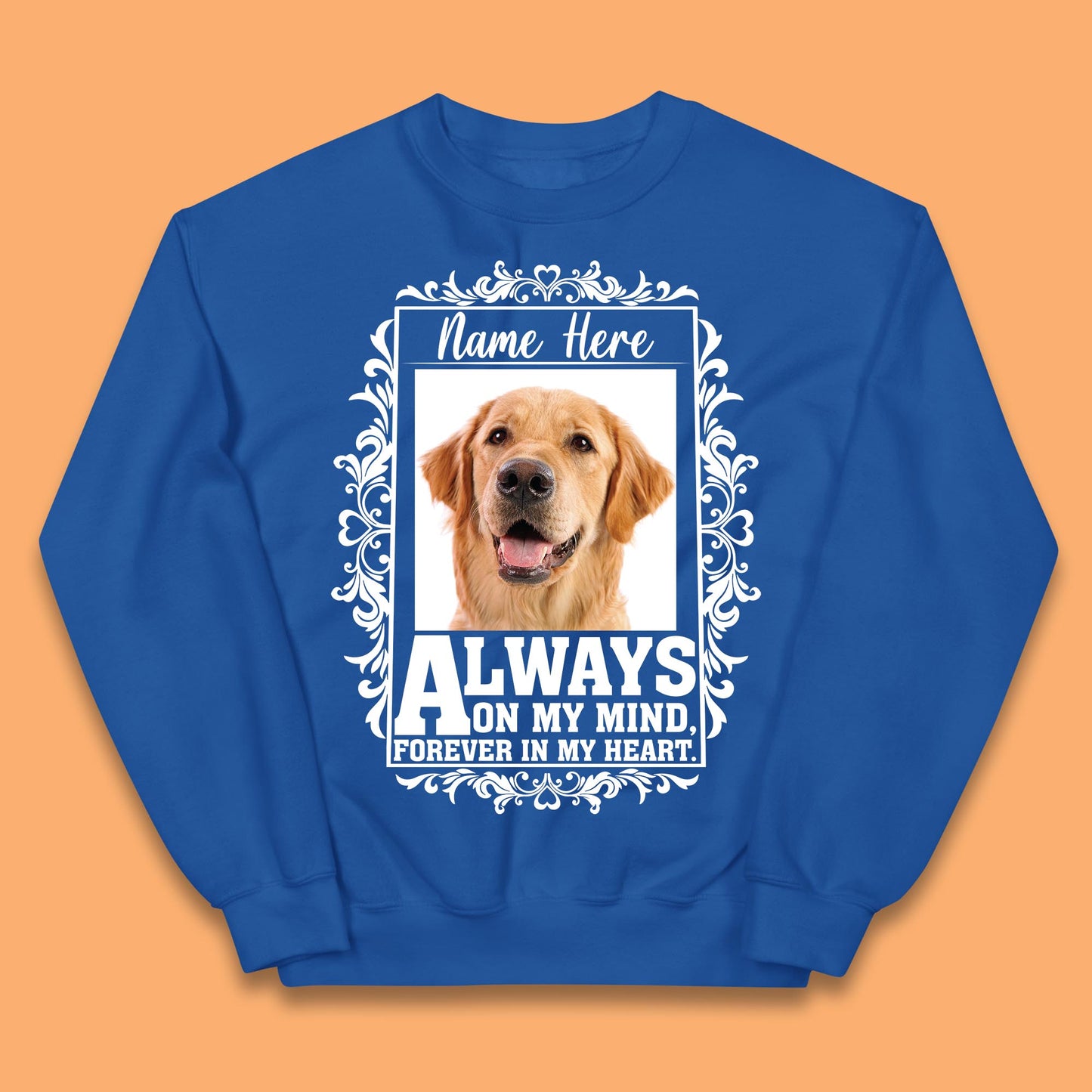 Personalised Pet Always On My Mind Forever In My Heart Custom Photo Memorial Kids Jumper