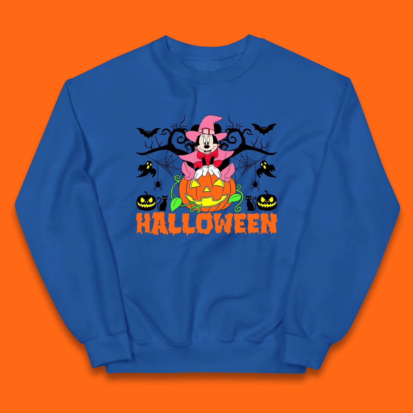 Disney Halloween Witch Minnie Mouse Sitting On Pumpkin Horror Scary Disneyland Trip Costume Kids Jumper