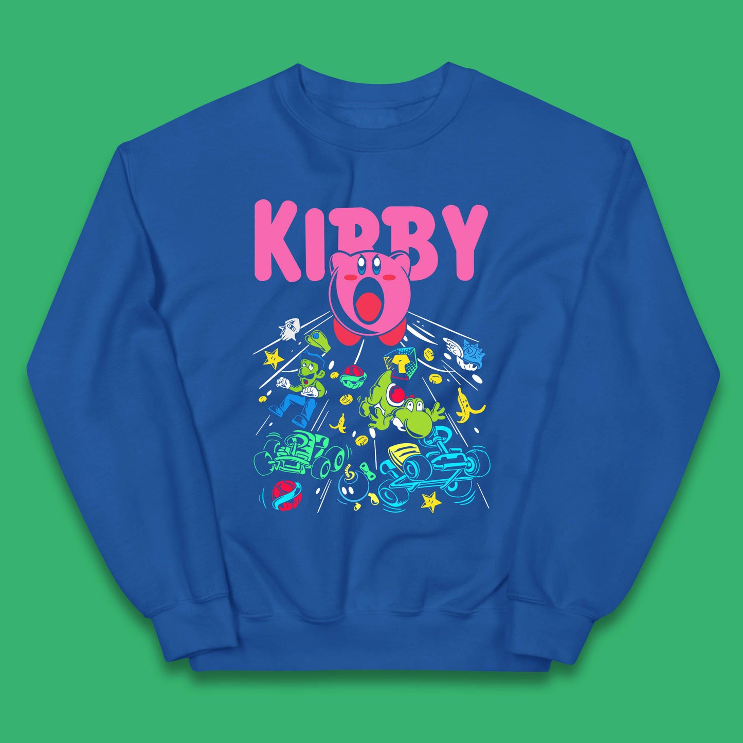 Kirby Consume Karting Mario Kart Ghost Band Heavy Metal Kirby Retro Gaming Kids Jumper