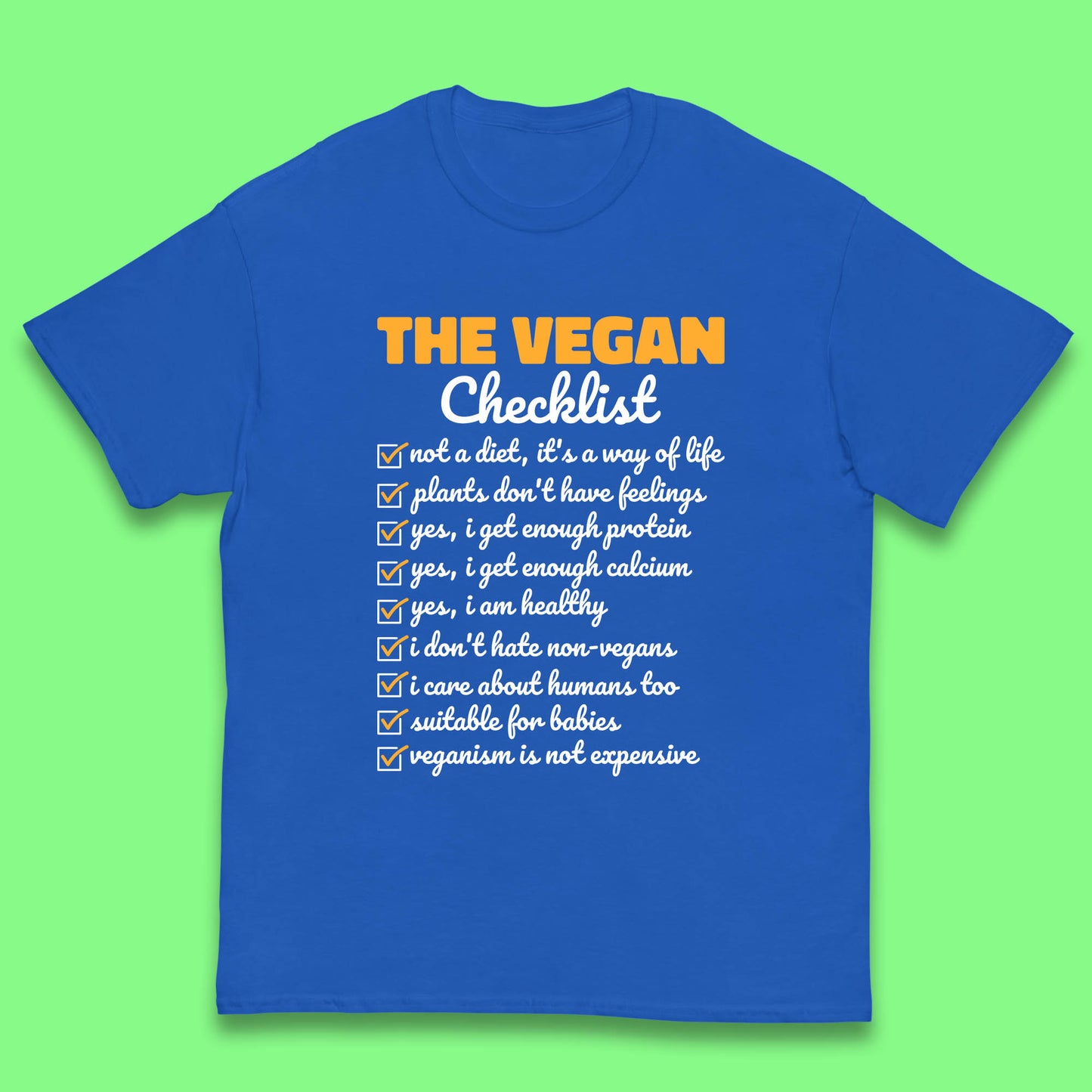 The Vegan Checklist Vegan Activism Funny Pro Vegetarian Checklist Kids T Shirt