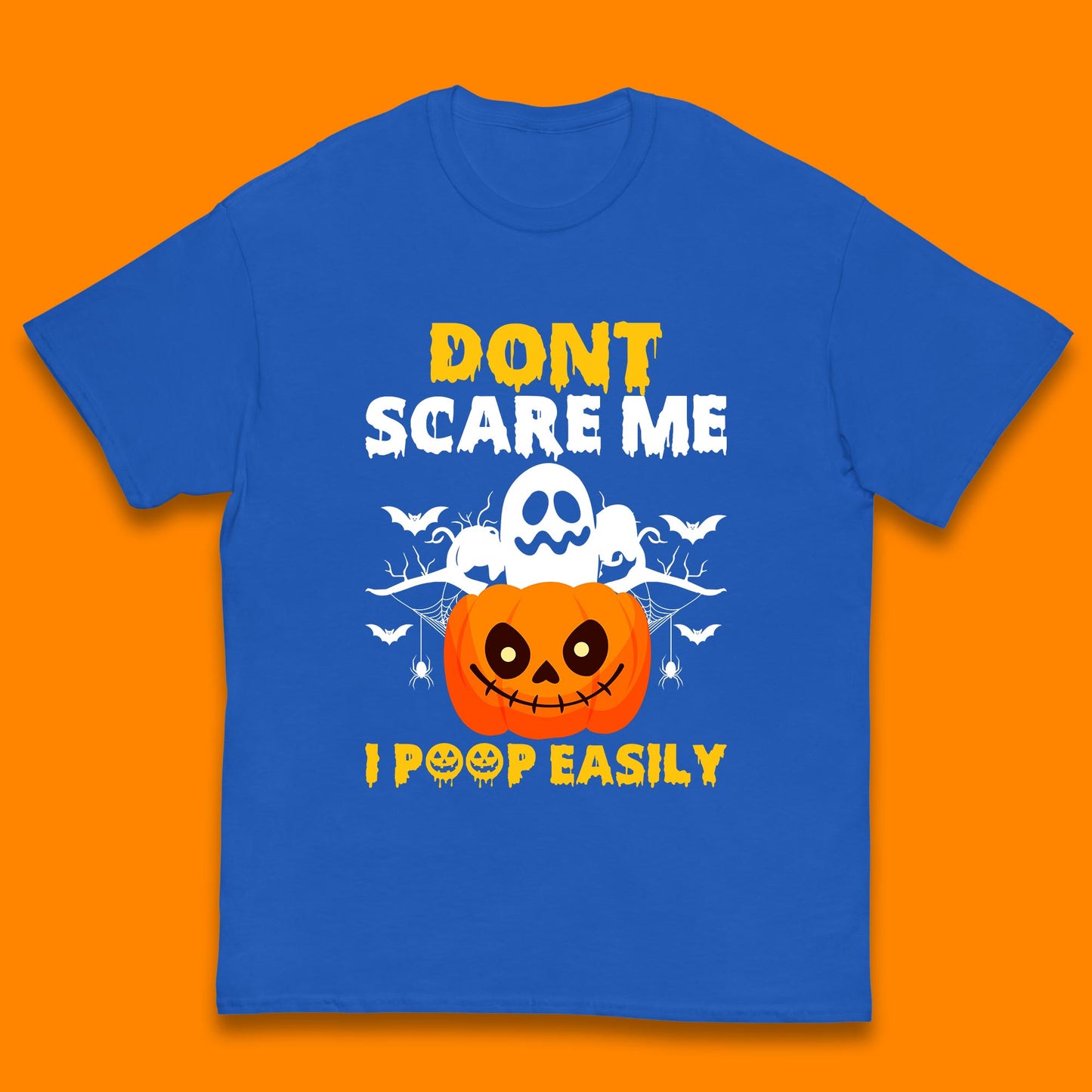 Don't Scare Me I Poop Easily Ghost Halloween Funny Meme Costume Kids T Shirt