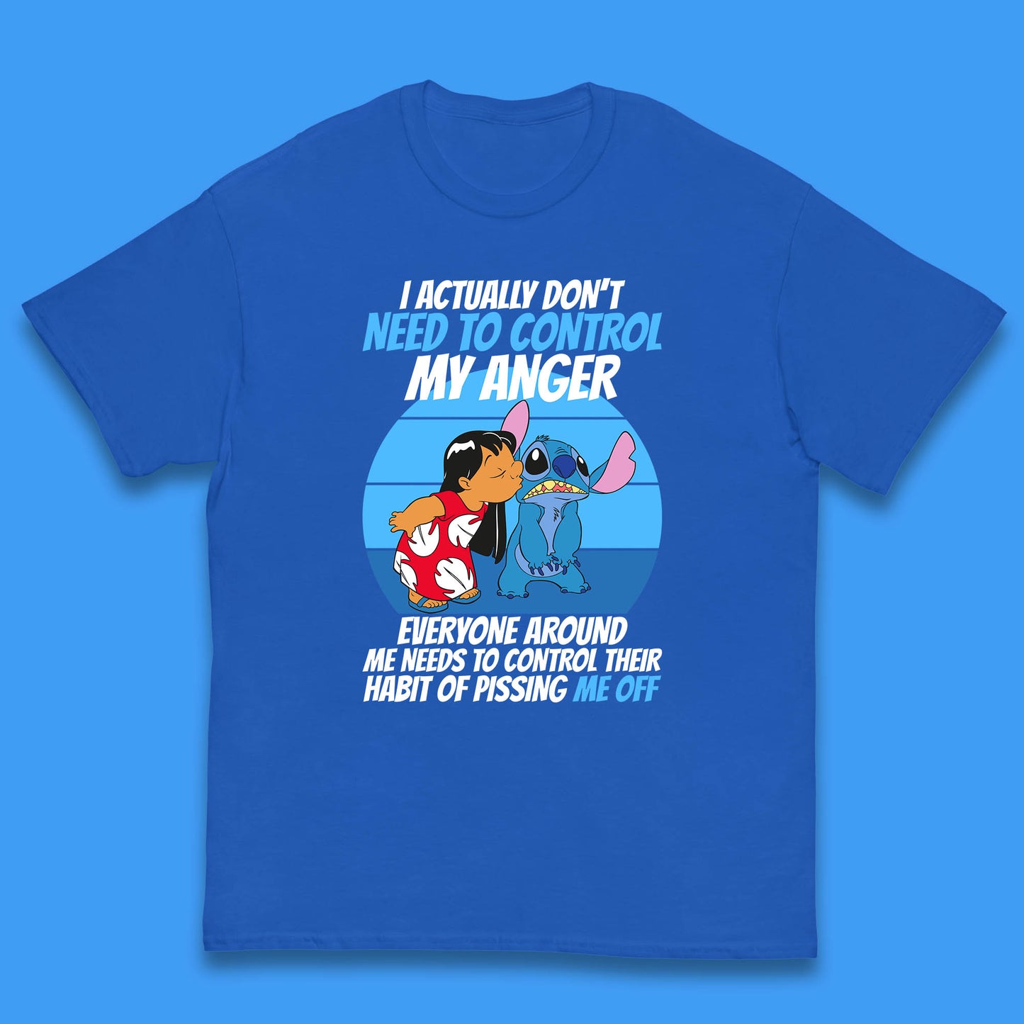 I Actually Need To Control My Anger Everyone Around My Need To Control Their Habit Of Pissing Me Off Lilo Kissing Stitch Kids T Shirt