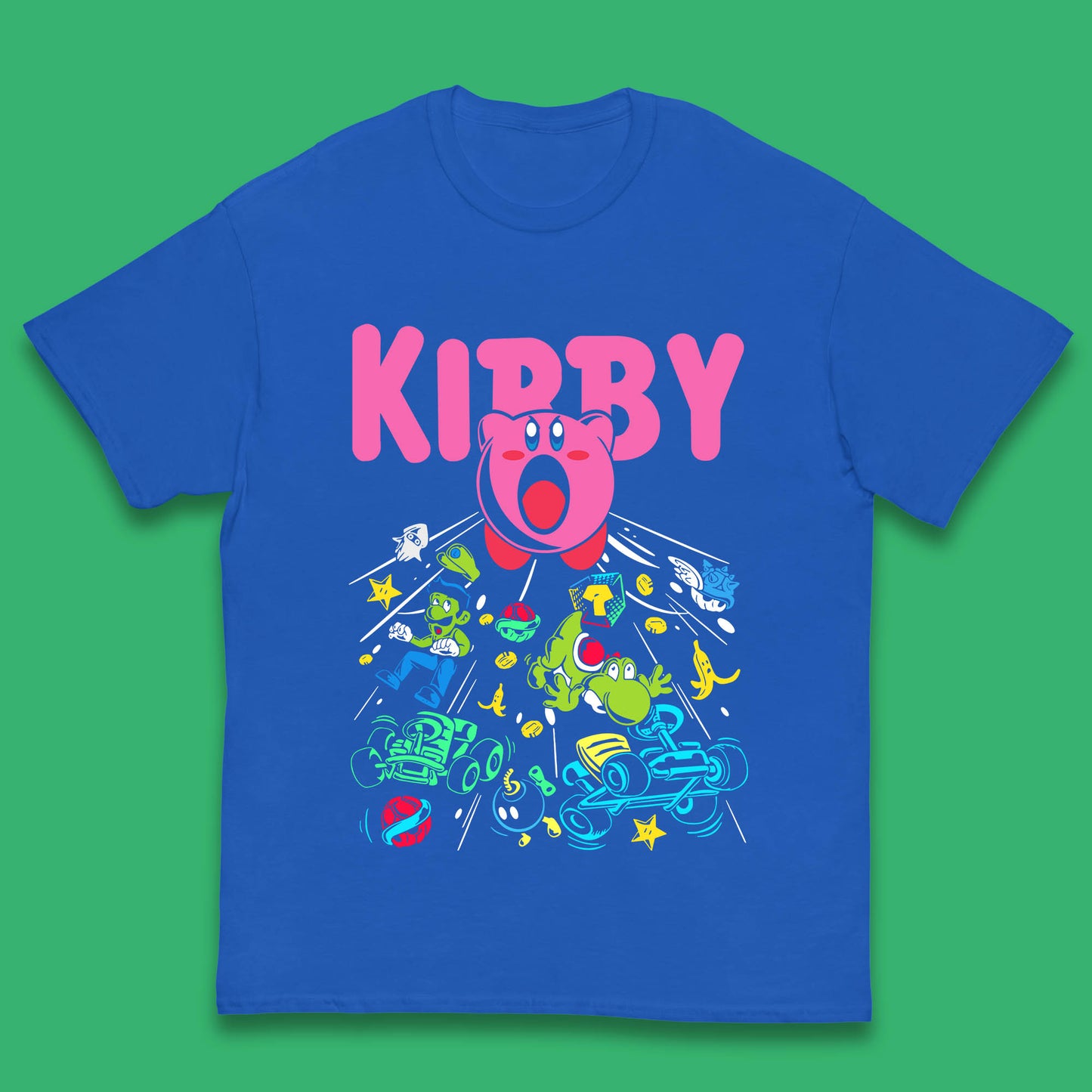 Kirby Consume Karting Mario Kart Ghost Band Heavy Metal Kirby Retro Gaming Kids T Shirt