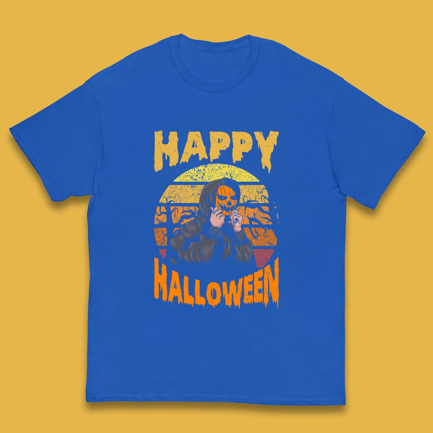 Happy Halloween Jack O Lantern Pumpkin Head Horror Scary Vintage Retro Halloween Kids T Shirt