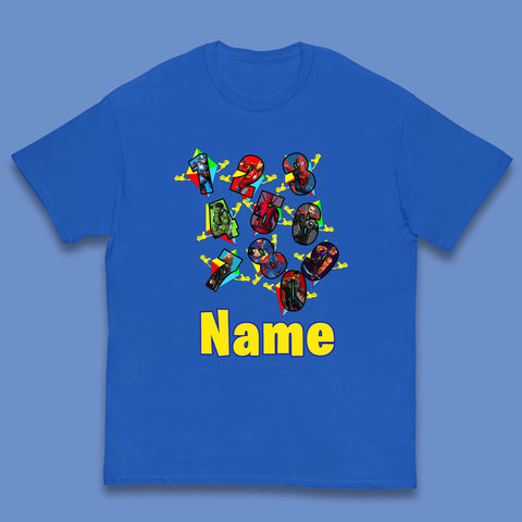 Personalised Number Day Superheroes Superheroes Kids T-Shirt