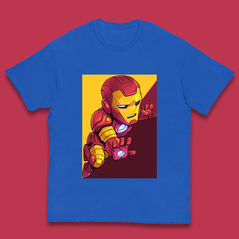 Flying Chibi Iron Man Superhero Marvel Avengers Comic Book Character Iron-Man Marvel Comics Kids T Shirt