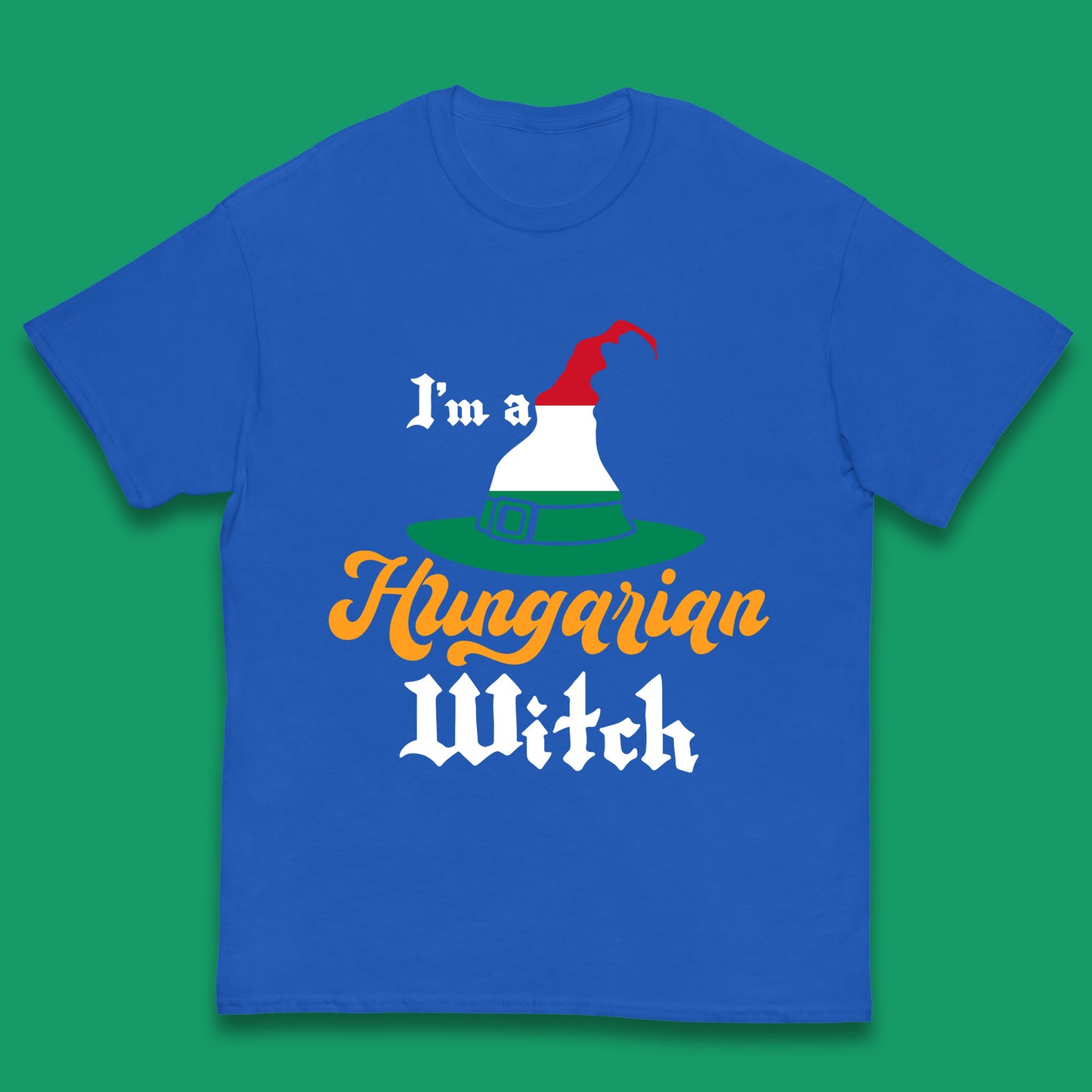 I'm A Hungarian Witch Halloween Witch Hat Hungarian Flag Kids T Shirt