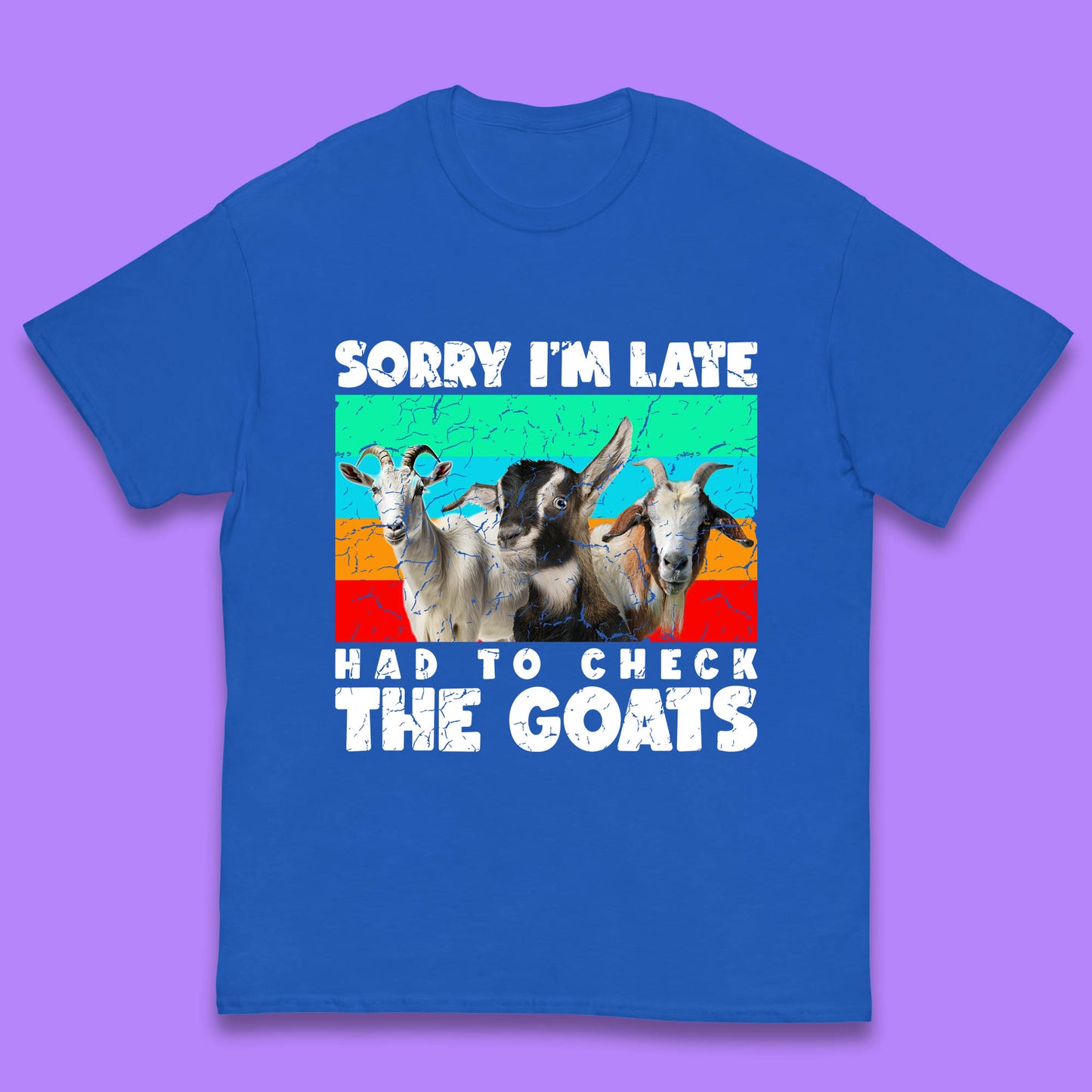 Sorry I'm Late Had To Check The Goats Vintage Goat Lover Farmer Kids T Shirt