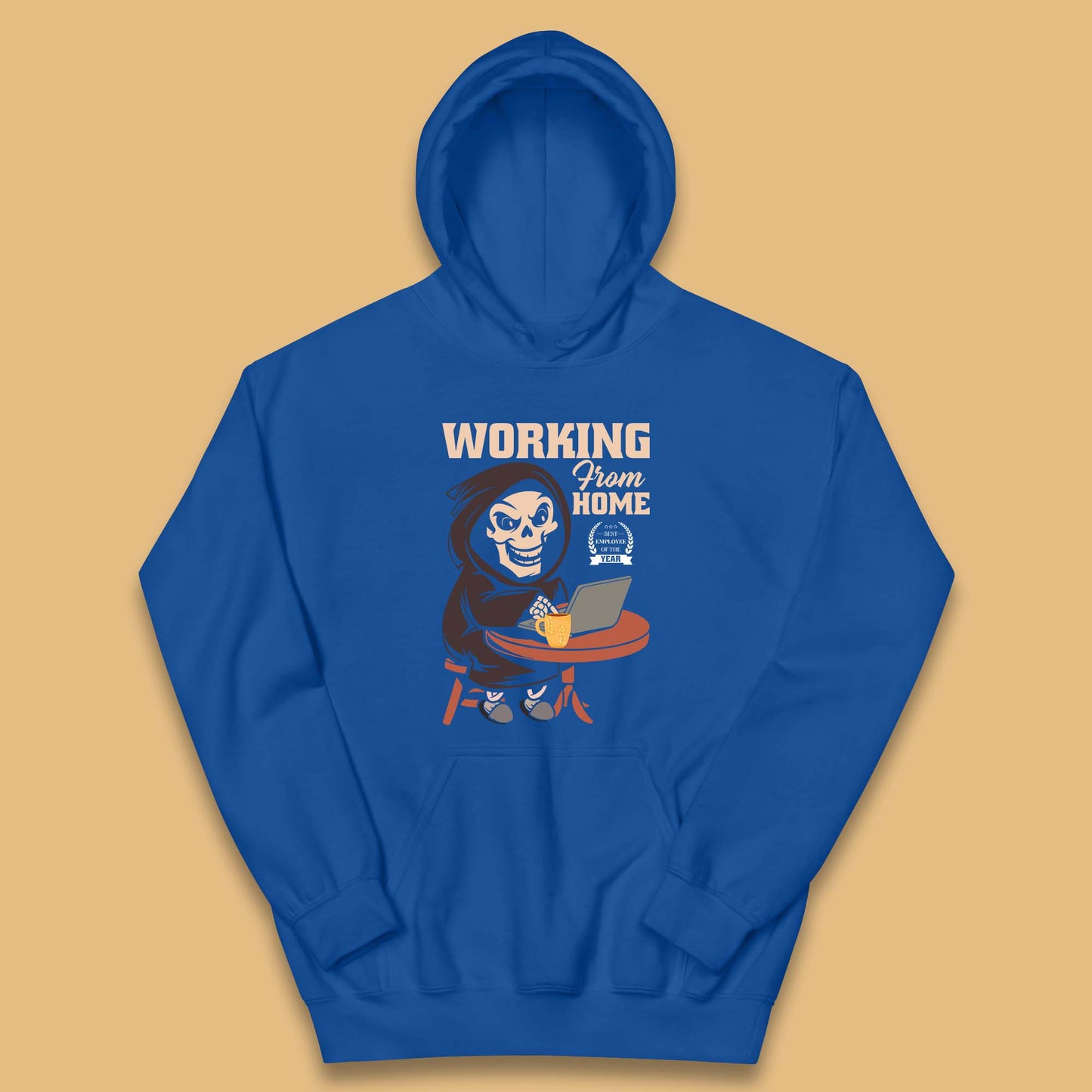 Working From Home Best Employee Of The Year Funny Death Halloween Kids Hoodie