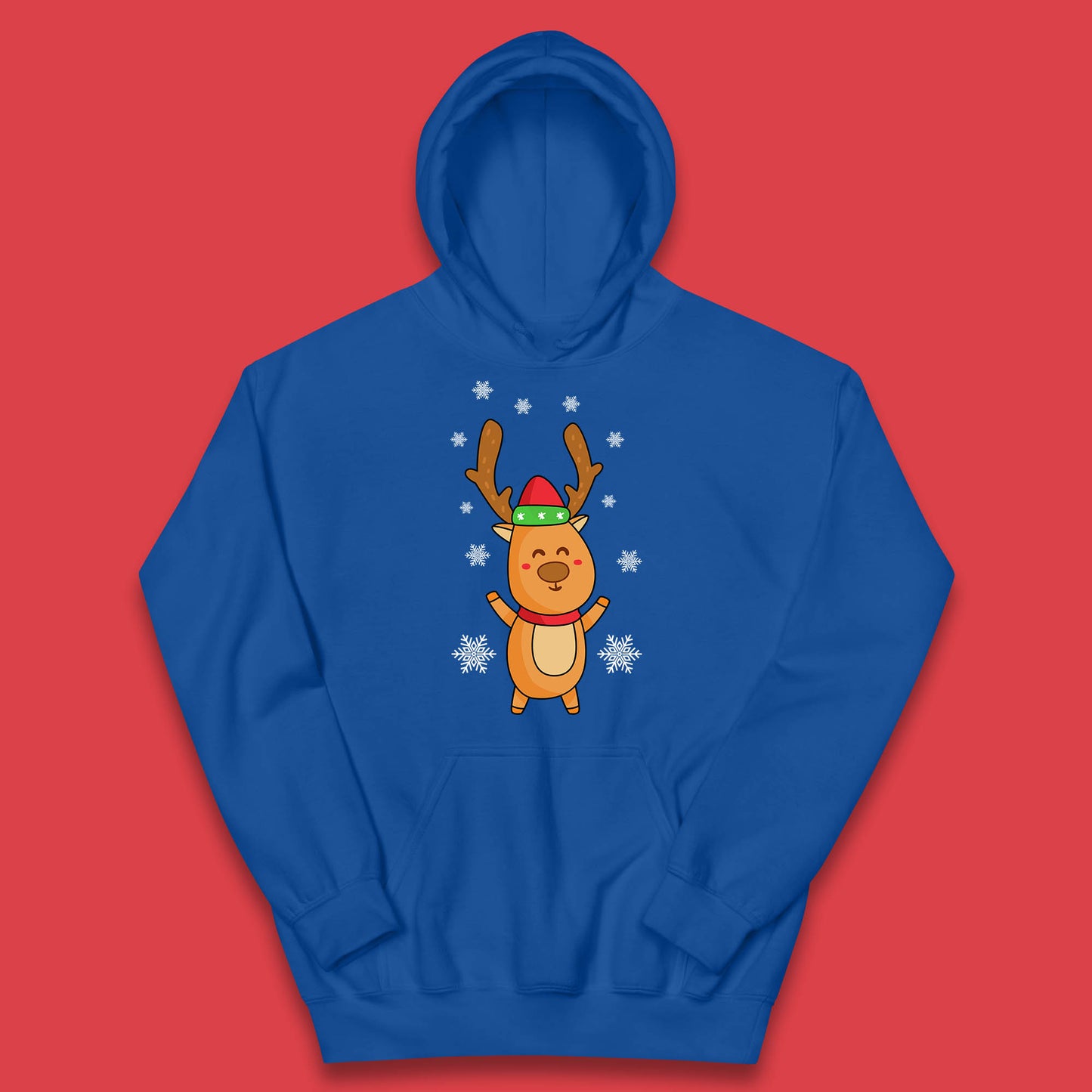 christmas reindeer with santa hat hoodie