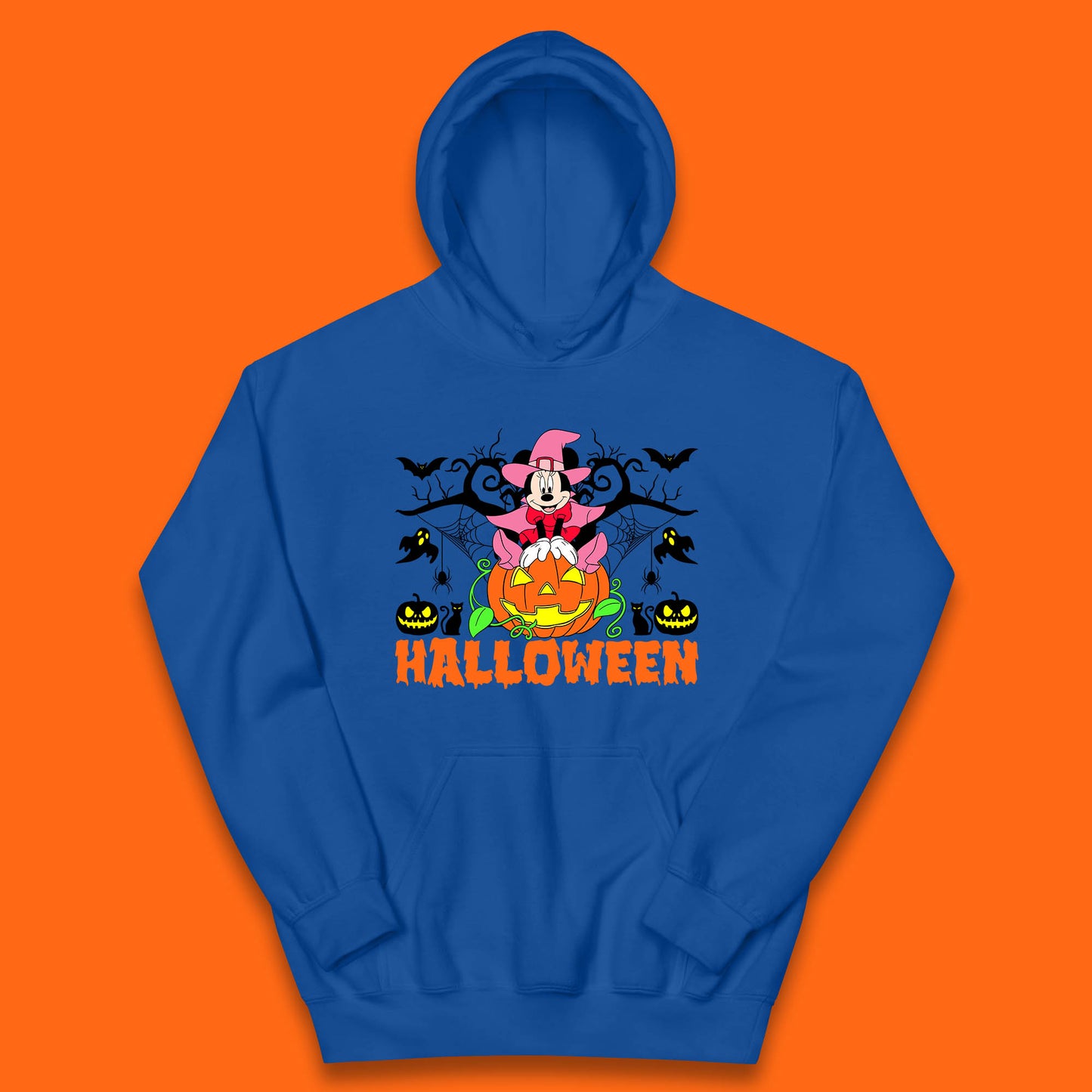 Disney Halloween Witch Minnie Mouse Sitting On Pumpkin Horror Scary Disneyland Trip Costume Kids Hoodie